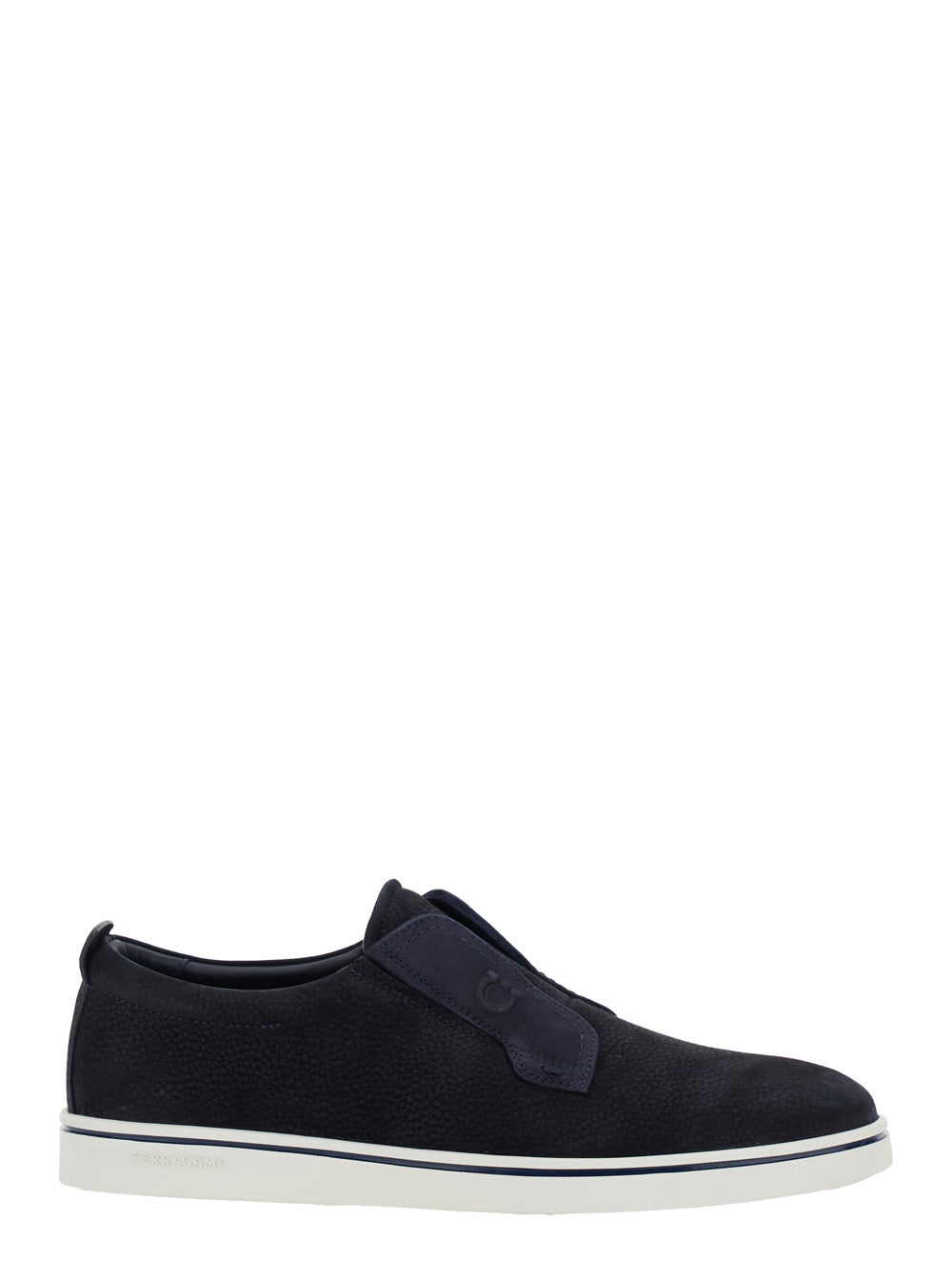 Ferragamo Men 'Alfie' Blue Laceless Oxford Shoes With Round Toe In Grained Leather Man FERRAGAMO