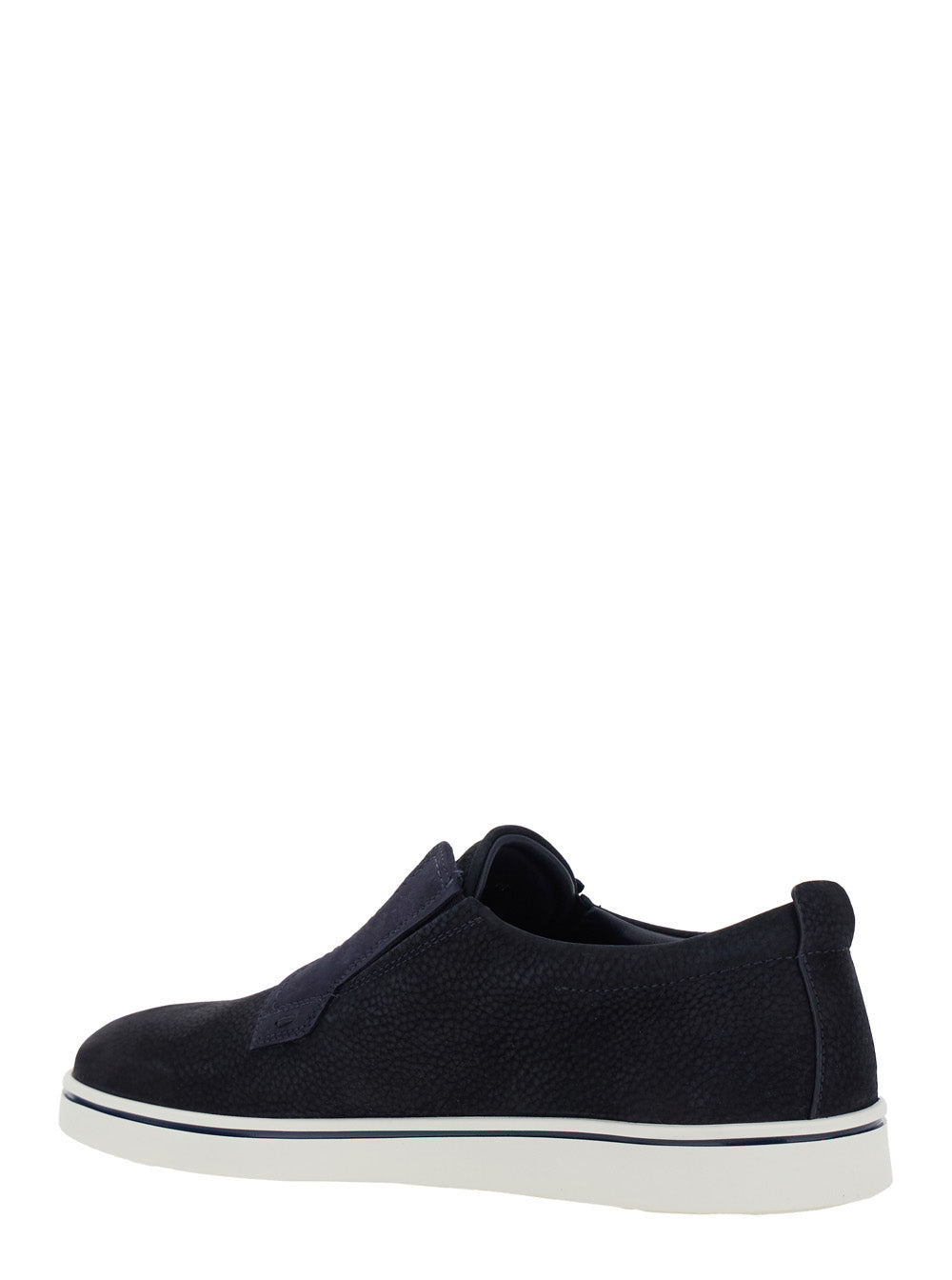 Ferragamo Men 'Alfie' Blue Laceless Oxford Shoes With Round Toe In Grained Leather Man FERRAGAMO