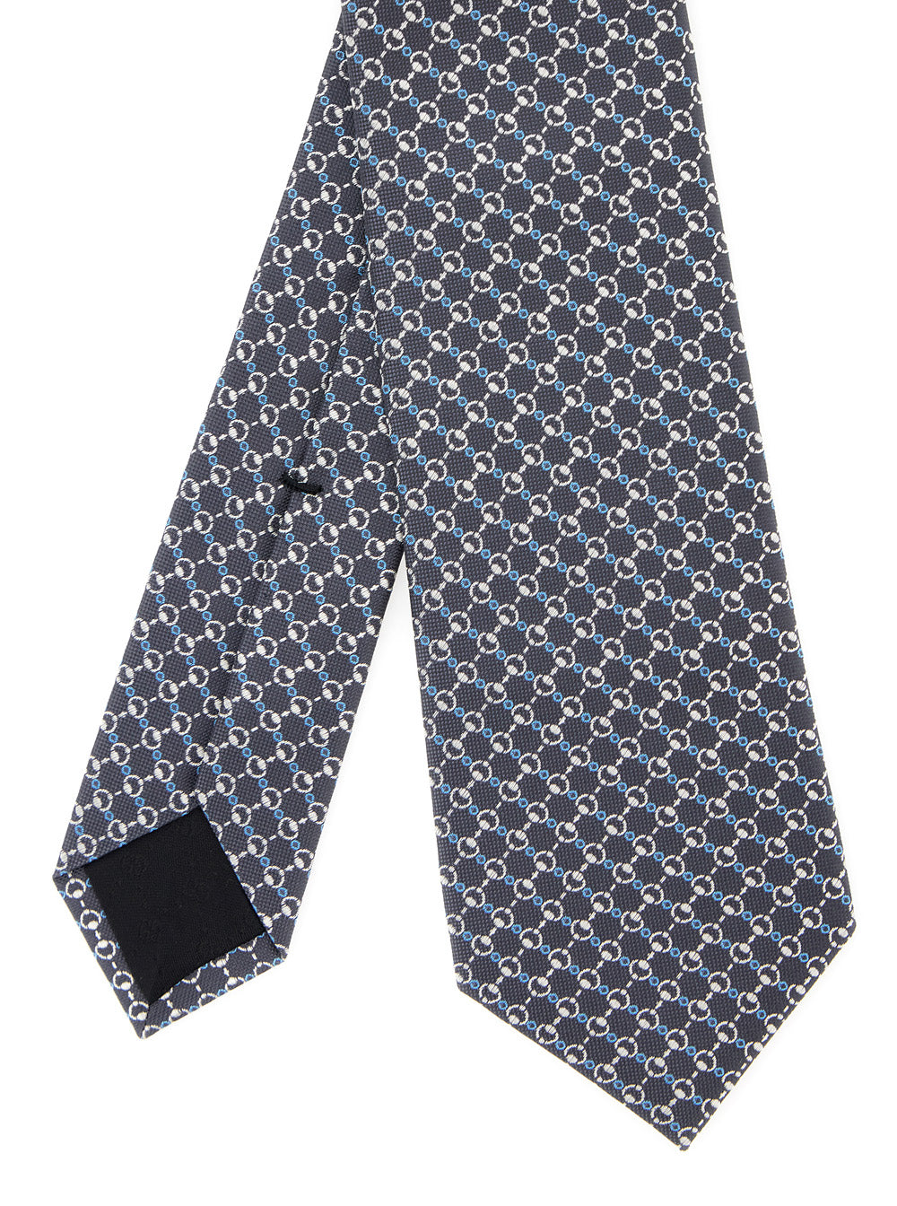 Gucci Men Grey Tie With All-Over Horsebit Print In Silk Man GUCCI