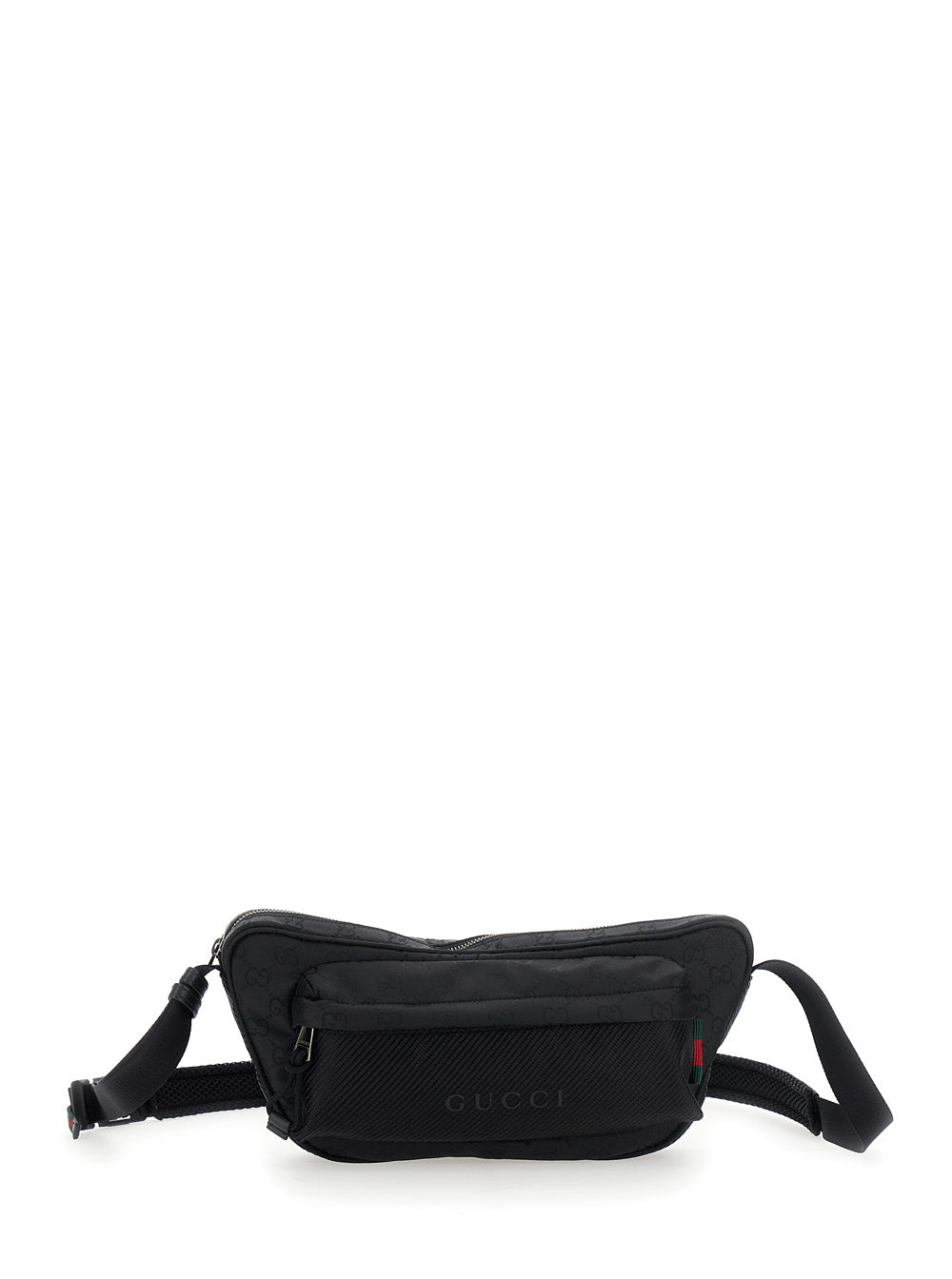 Gucci Men Black Pouch With Adjustable Waist Strap And Logo Lettering On The Front In Gg Canvas Man GUCCI