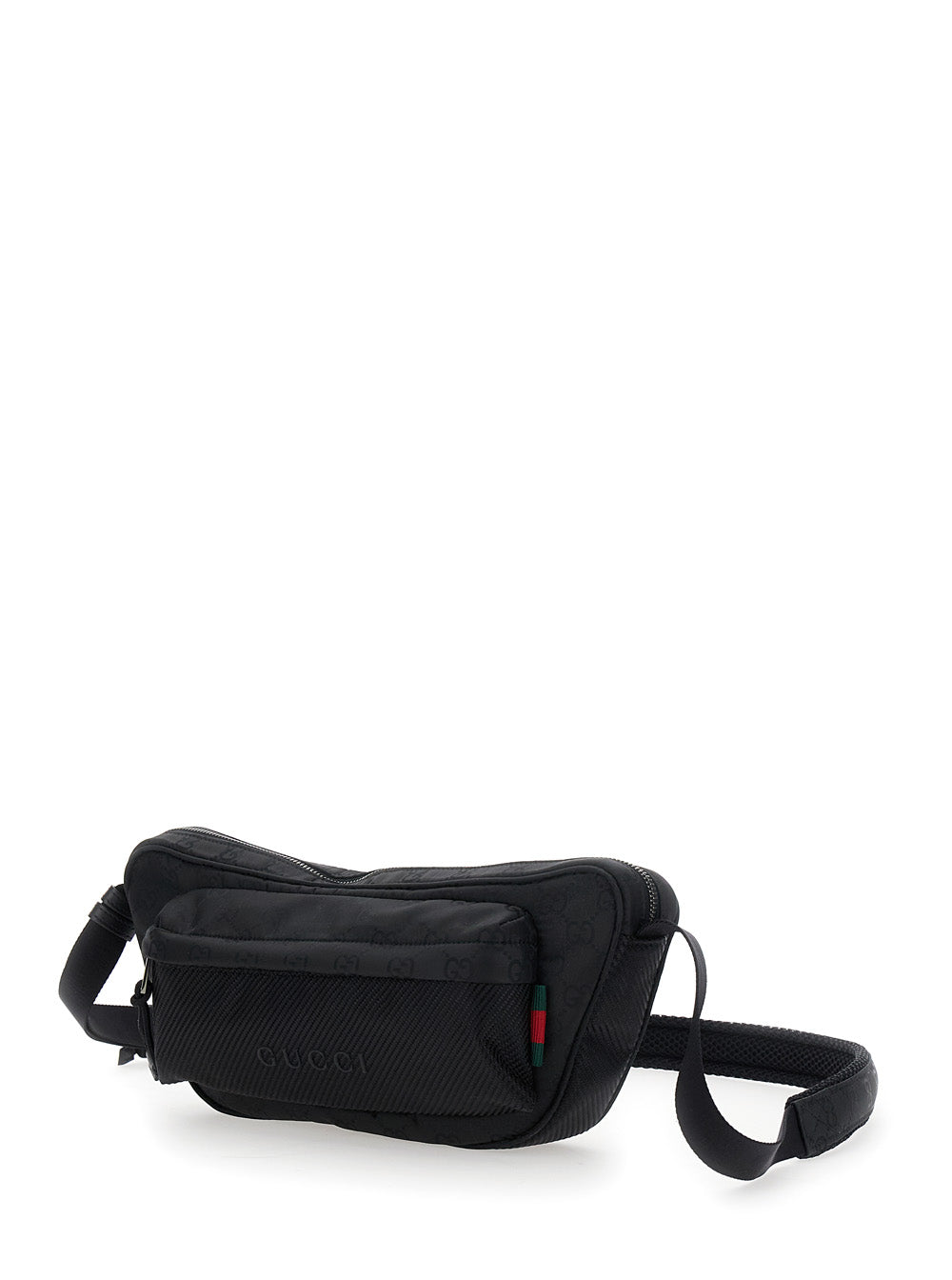 Gucci Men Black Pouch With Adjustable Waist Strap And Logo Lettering On The Front In Gg Canvas Man GUCCI
