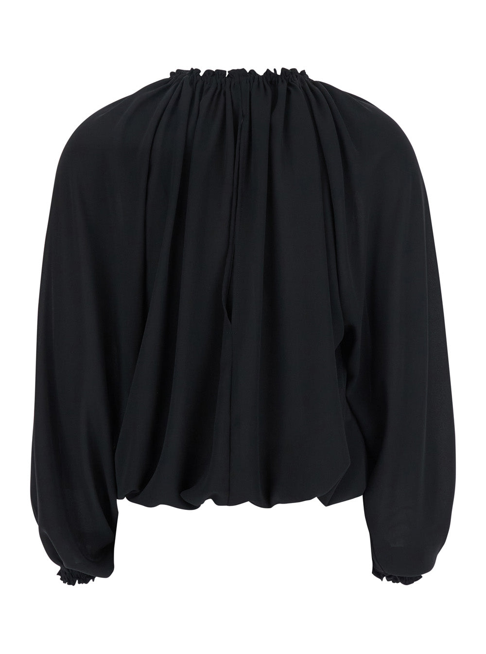 Leplain Women Black Top With Dropped Shoulders And Curlsin Fabric Woman LEPLAIN