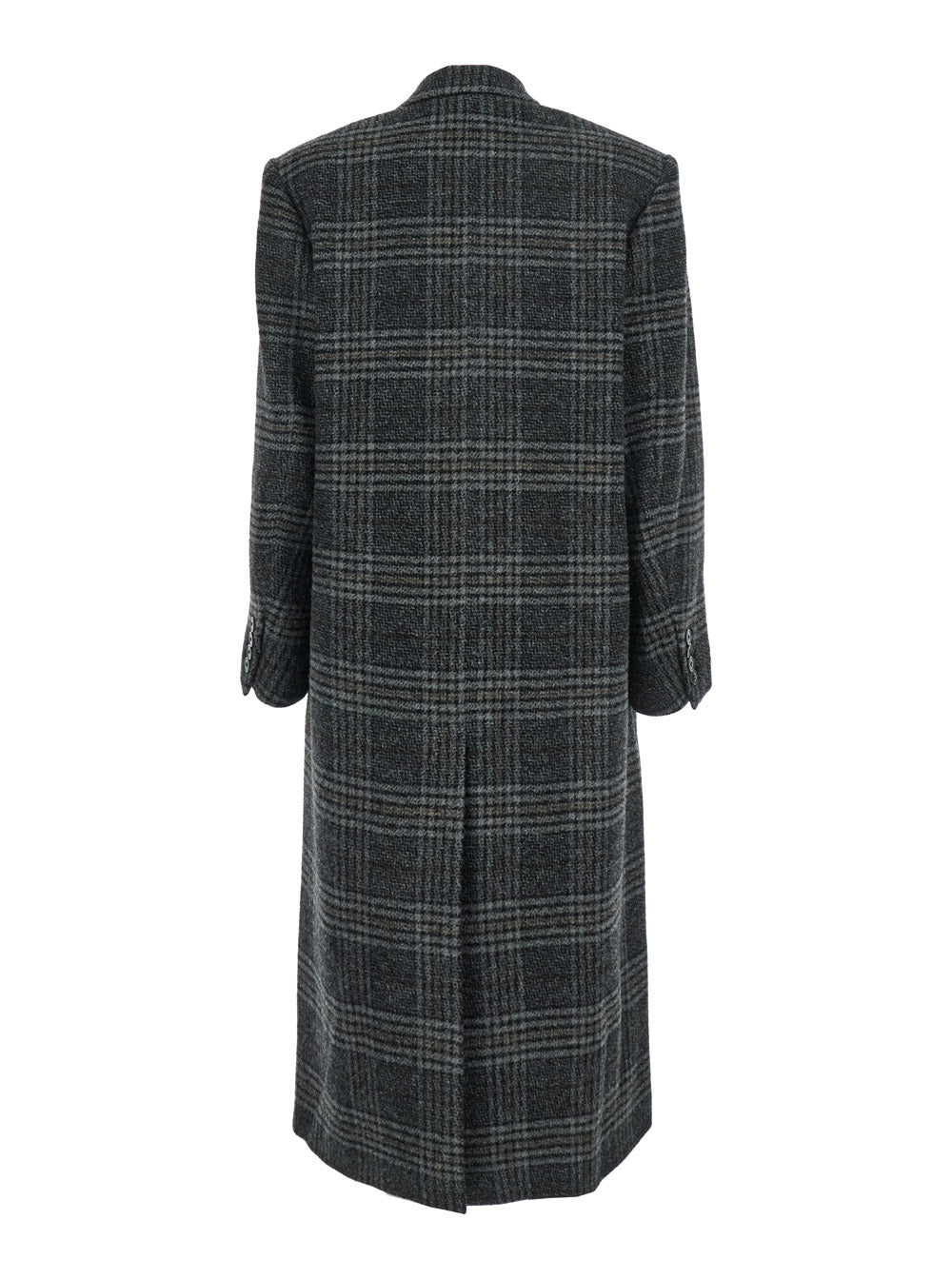 Isabel Marant Etoile Women 'Lexana' Grey Double-Breasted Coat With Peak Revers And All-Over Check Motif In Wool Woman ISABEL MARANT ETOILE
