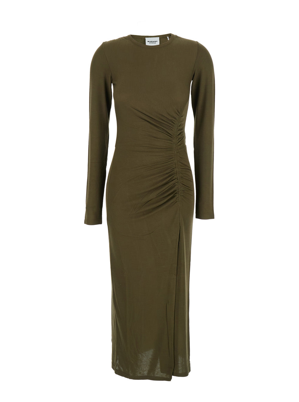 Isabel Marant Etoile Women 'Jelina' Green Midi Dress With Round Neck And Ruched Details In Modal Stretch Woman ISABEL MARANT ETOILE