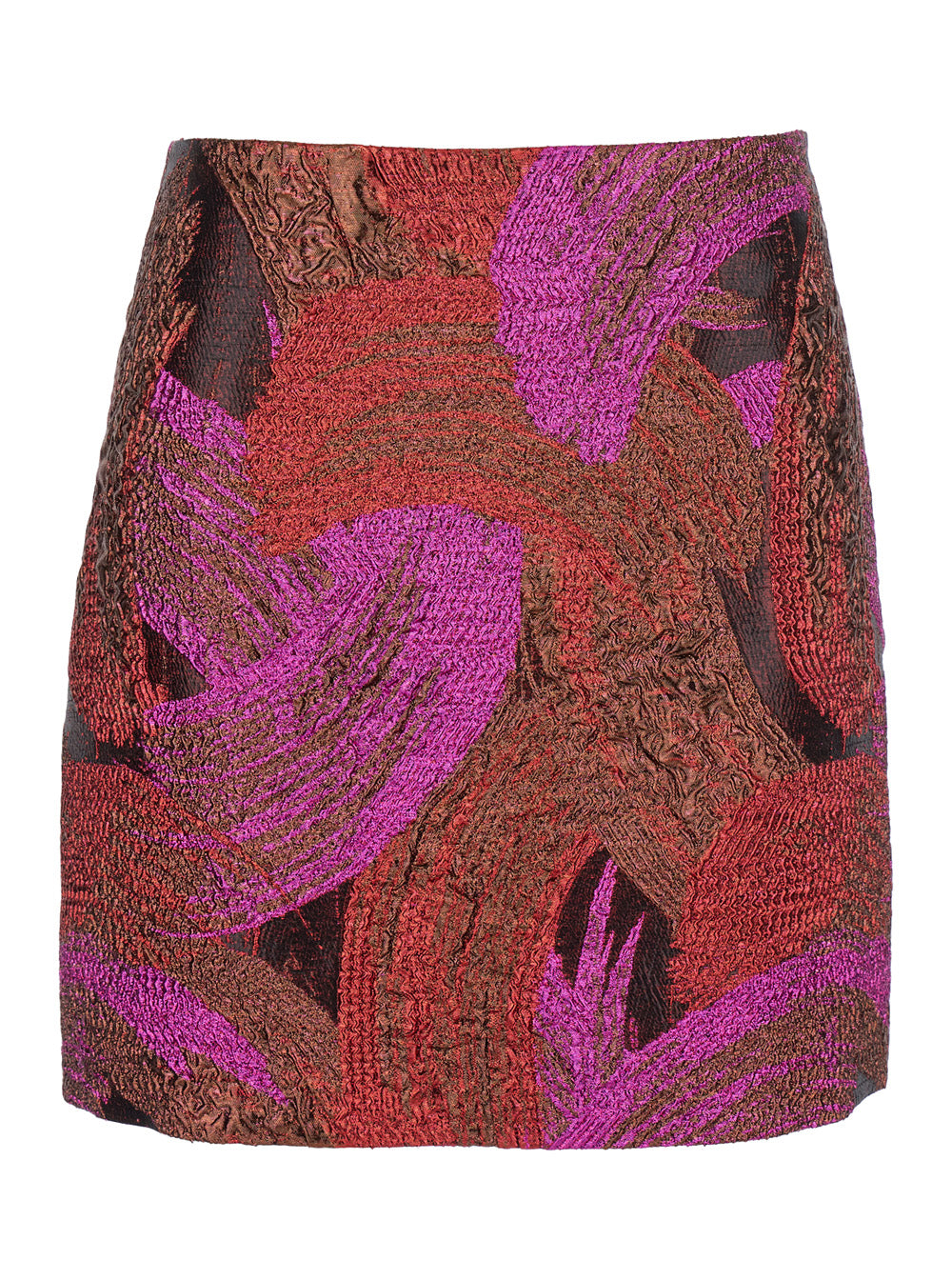 Leplain Women Fuchsia Mini Skirt With All-Over Broccato Motif And Concealed Rear Zip Closure In Tech Fabric Woman LEPLAIN