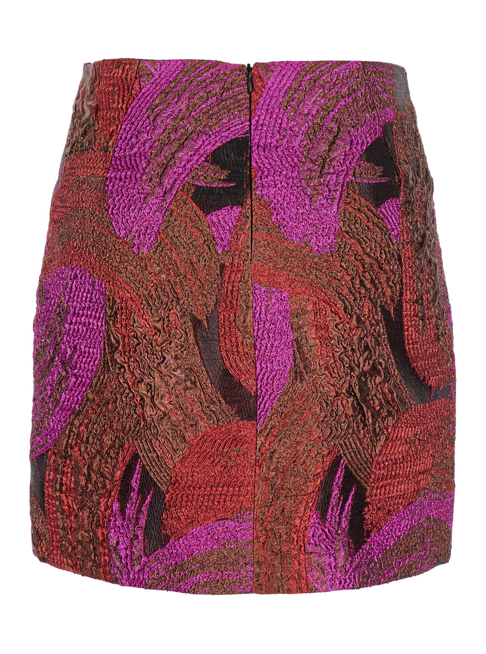 Leplain Women Fuchsia Mini Skirt With All-Over Broccato Motif And Concealed Rear Zip Closure In Tech Fabric Woman LEPLAIN