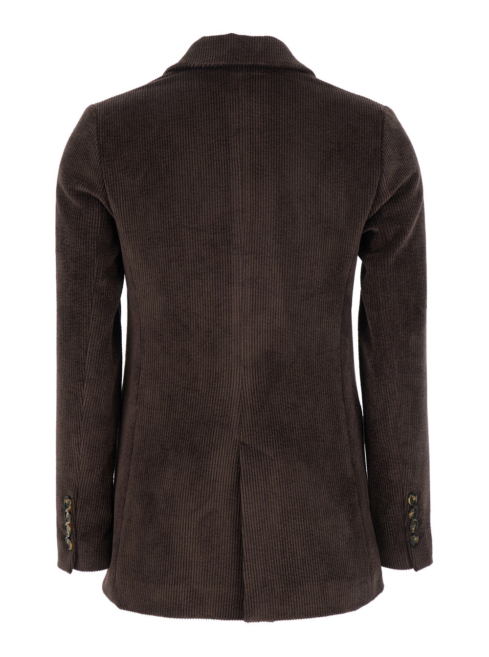 Leplain Women Brown Double-Breasted Jacket With Peak Revers In Ribbed Velvet Woman LEPLAIN