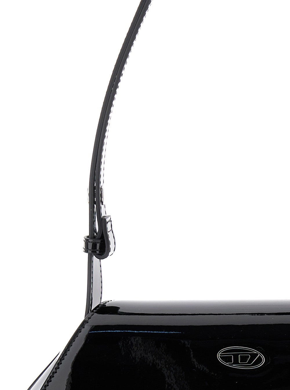 Diesel Women 'Play' Black Shoulder Bag With Logo Plate In Tech Fabric Woman DIESEL