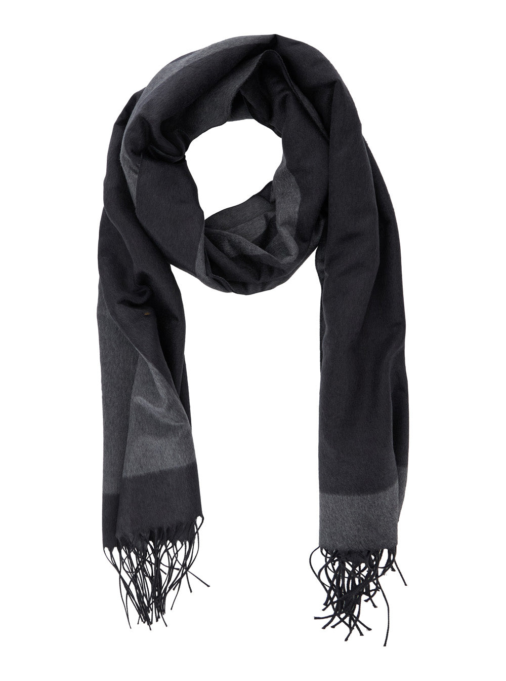 Saint Laurent Women Grey Scarf With Maxi Logo Lettering And Fringed Hem In Silk Woman SAINT LAURENT