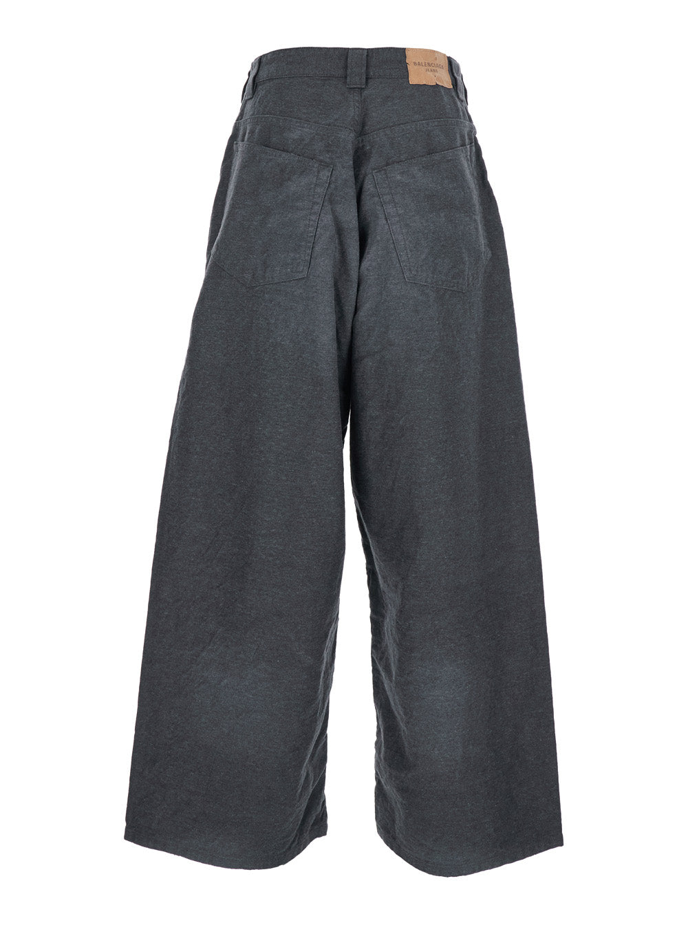 Balenciaga Men Grey Oversize Pants With Logo Detail On The Front And Logo Patch On The Rear In Cotton Man BALENCIAGA