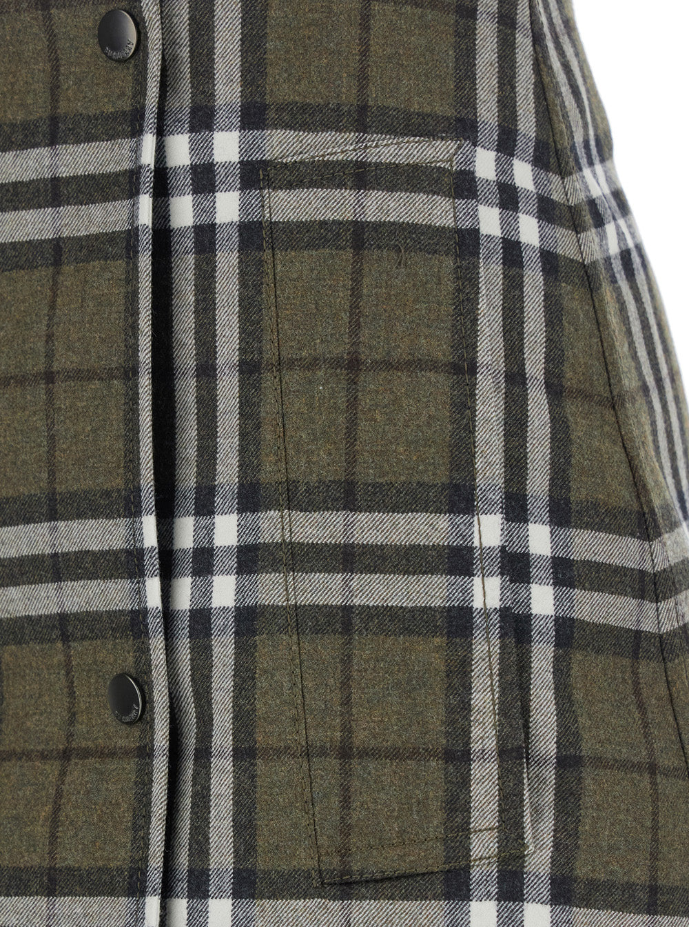 Burberry Women Green Skirt With All-Over Check Motif And Side Pockets In Virgin Wool Woman BURBERRY