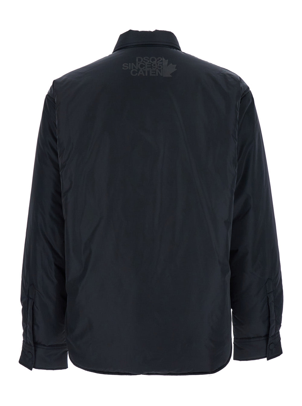 Dsquared2 Men Black Jacket With Classic Collar And Logo Print On The Rear In Tech Fabric Man DSQUARED2