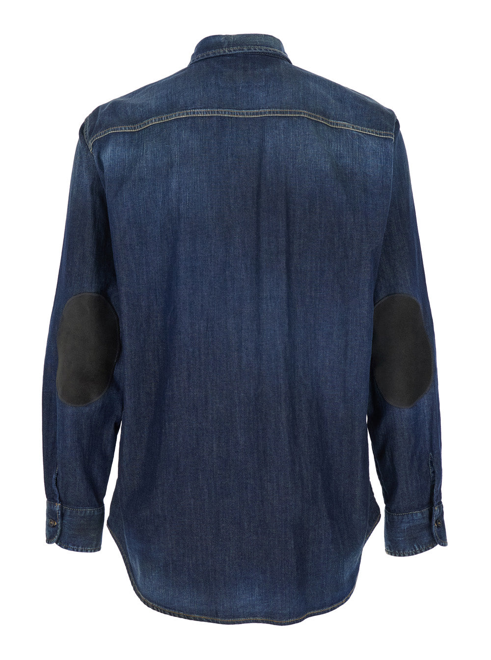 Dsquared2 Men Blue Shirt With Pointed Collar And Elbow Patches In Denim Man DSQUARED2