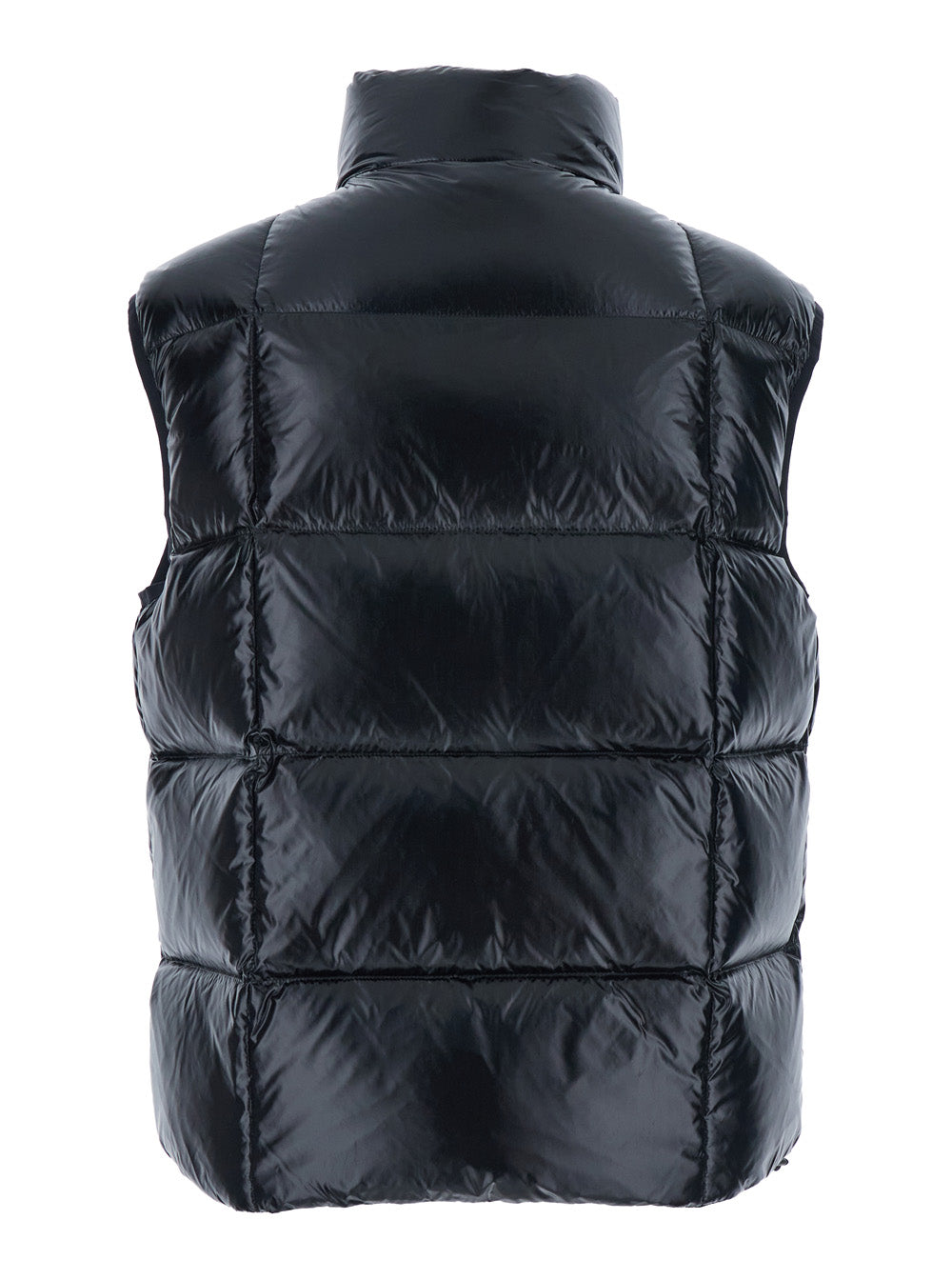 Dsquared2 Men Black Sleeveless Down Jacket With High Neck And Logo Patch On The Front In Tech Fabric Man DSQUARED2