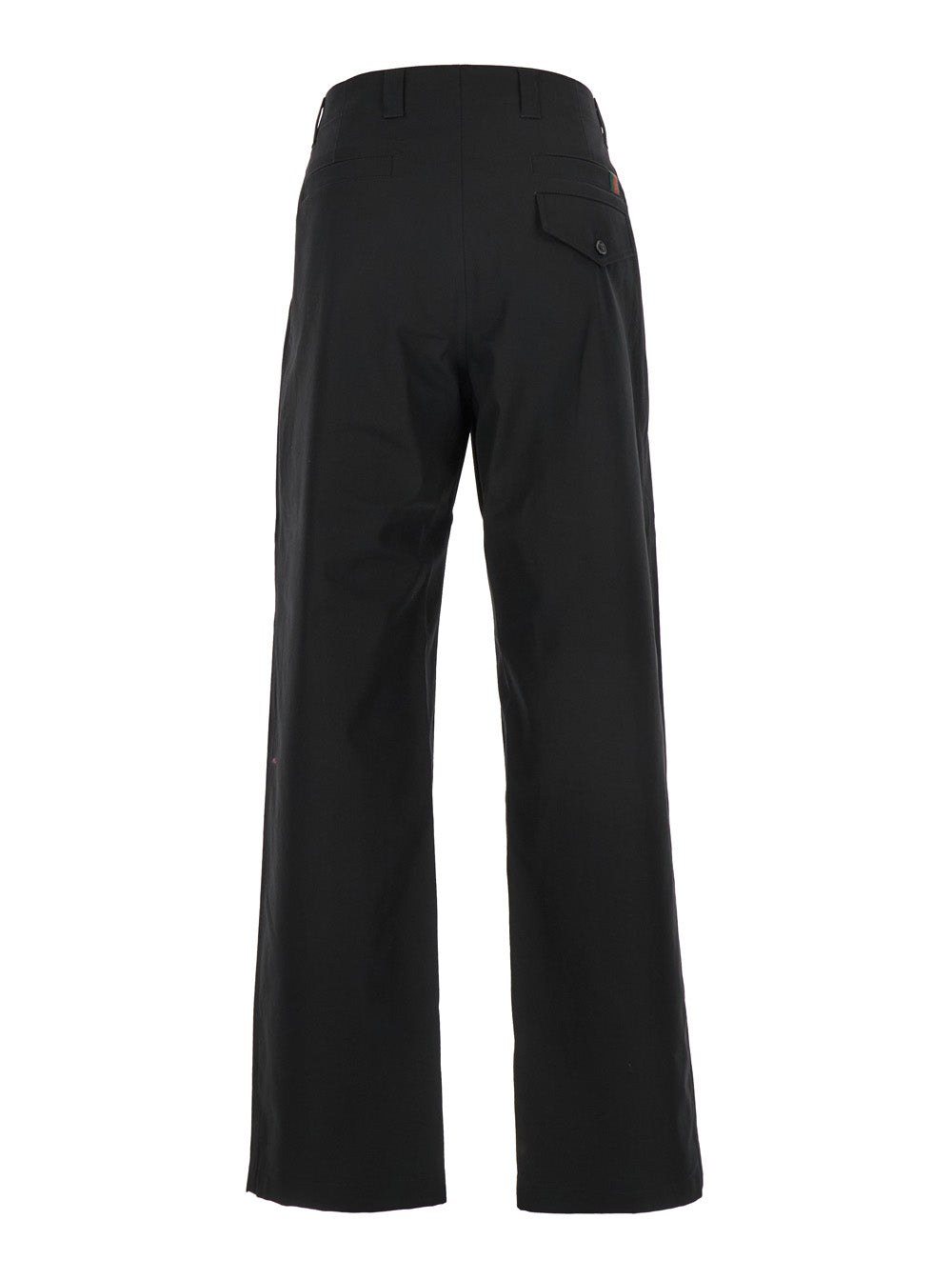 Gucci Men Black Pants With Belt Loops And Web Detail On The Rear In Cotton Man GUCCI