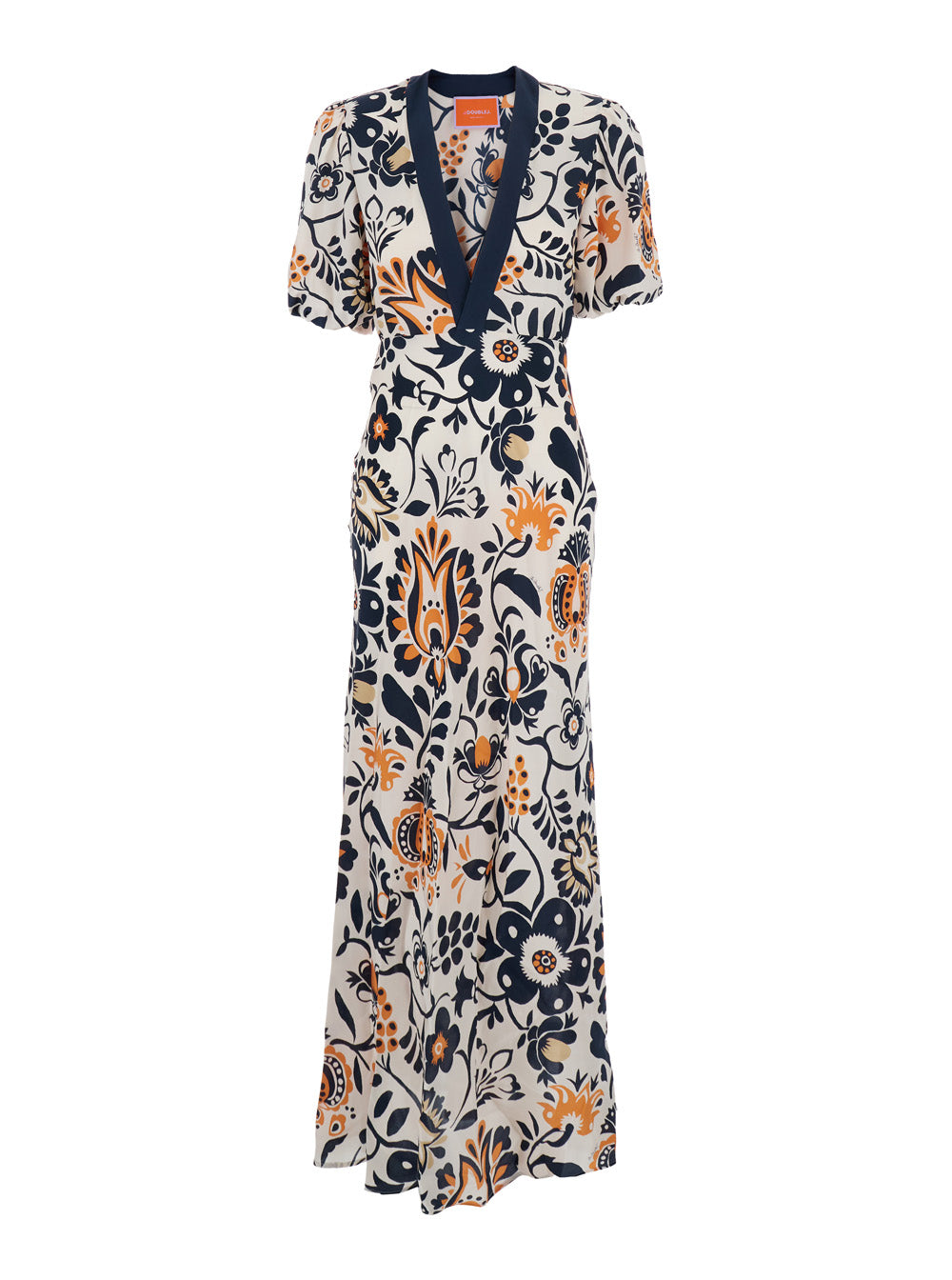 La Doublej Women 'Marlene' Multicolor Long Dress With V-Neck And All-Over Floral Print In Fabric Woman LA DOUBLEJ