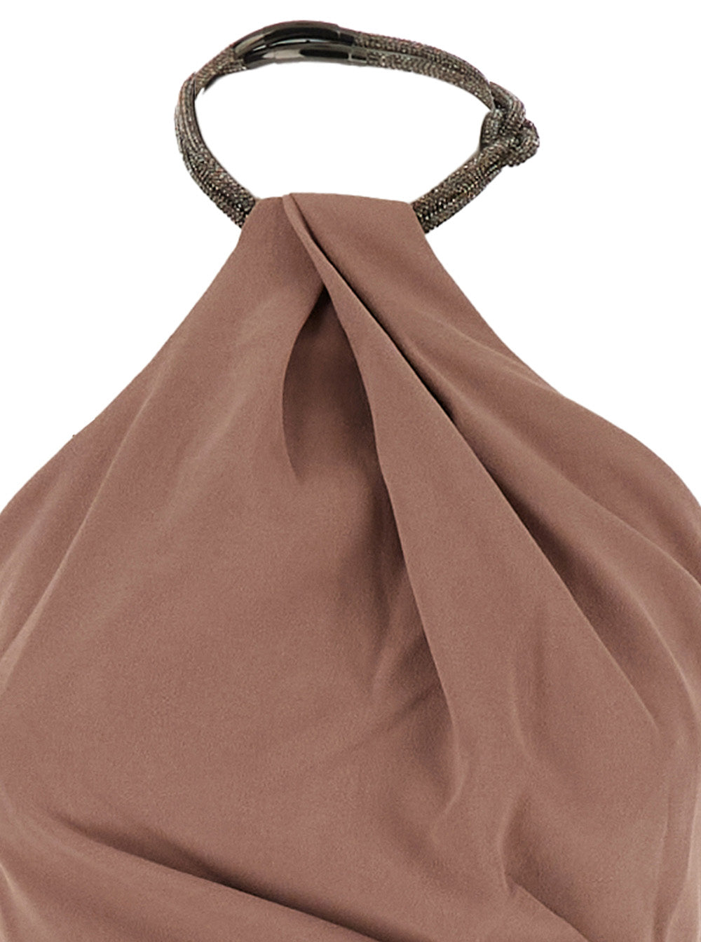 Solace London Women 'Riva' Brown Long Dress With Rhinestone-Embellished Neckline And Drape Details In Twill Woman SOLACE LONDON