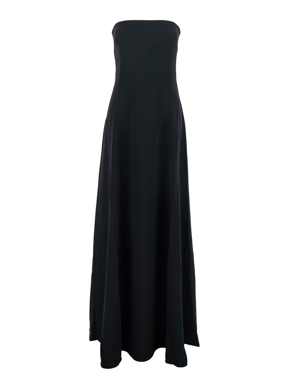 Solace London Women 'Helena' Black Long Dress With Bare Shoulder And Flared Hem In Twill Woman SOLACE LONDON
