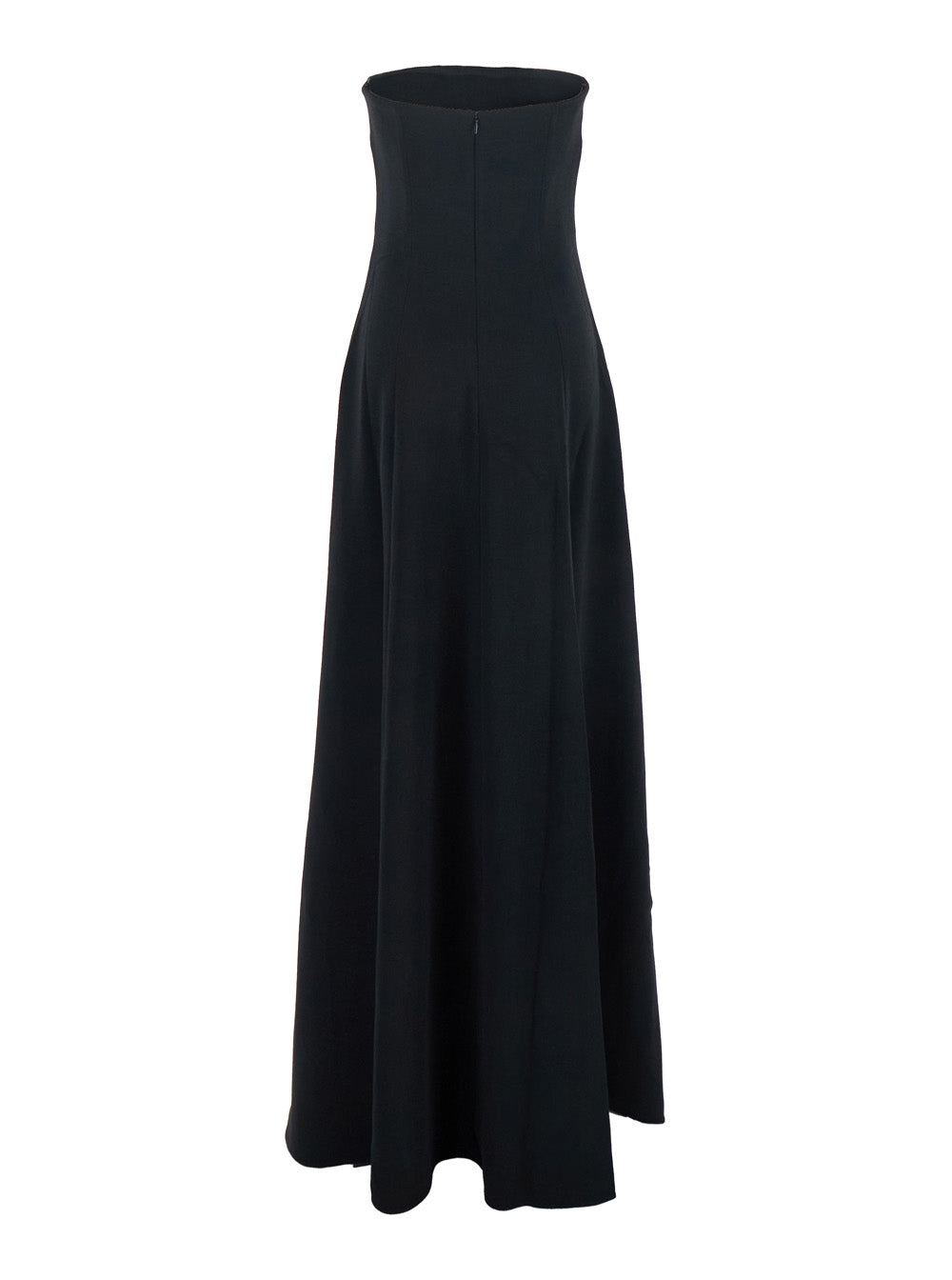 Solace London Women 'Helena' Black Long Dress With Bare Shoulder And Flared Hem In Twill Woman SOLACE LONDON