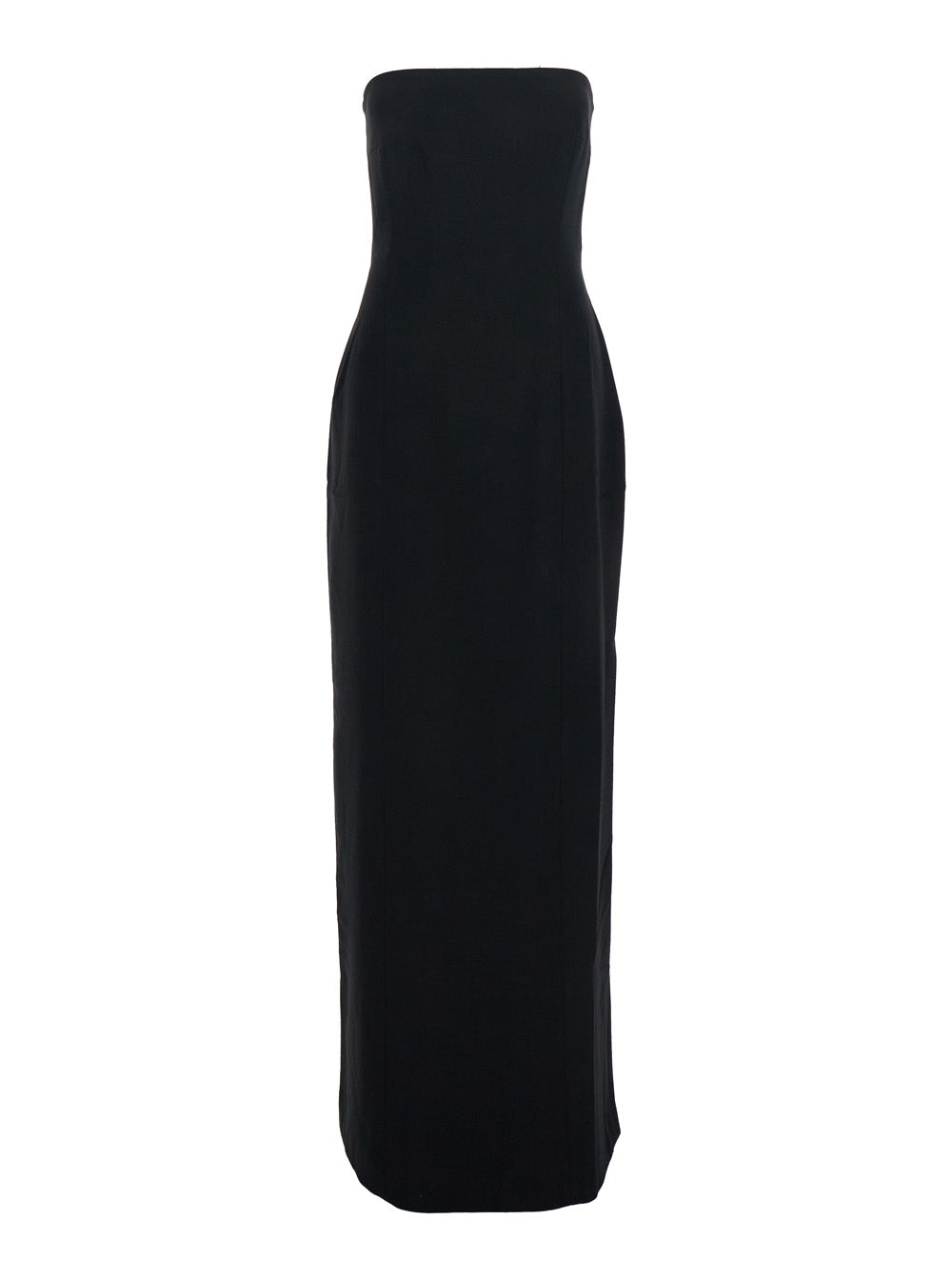 Solace London Women 'Anderson' Black Long Dress With Bare Shoulder And Back Slit In Twill Woman SOLACE LONDON