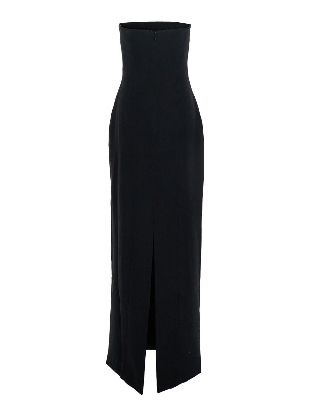 Solace London Women 'Anderson' Black Long Dress With Bare Shoulder And Back Slit In Twill Woman SOLACE LONDON