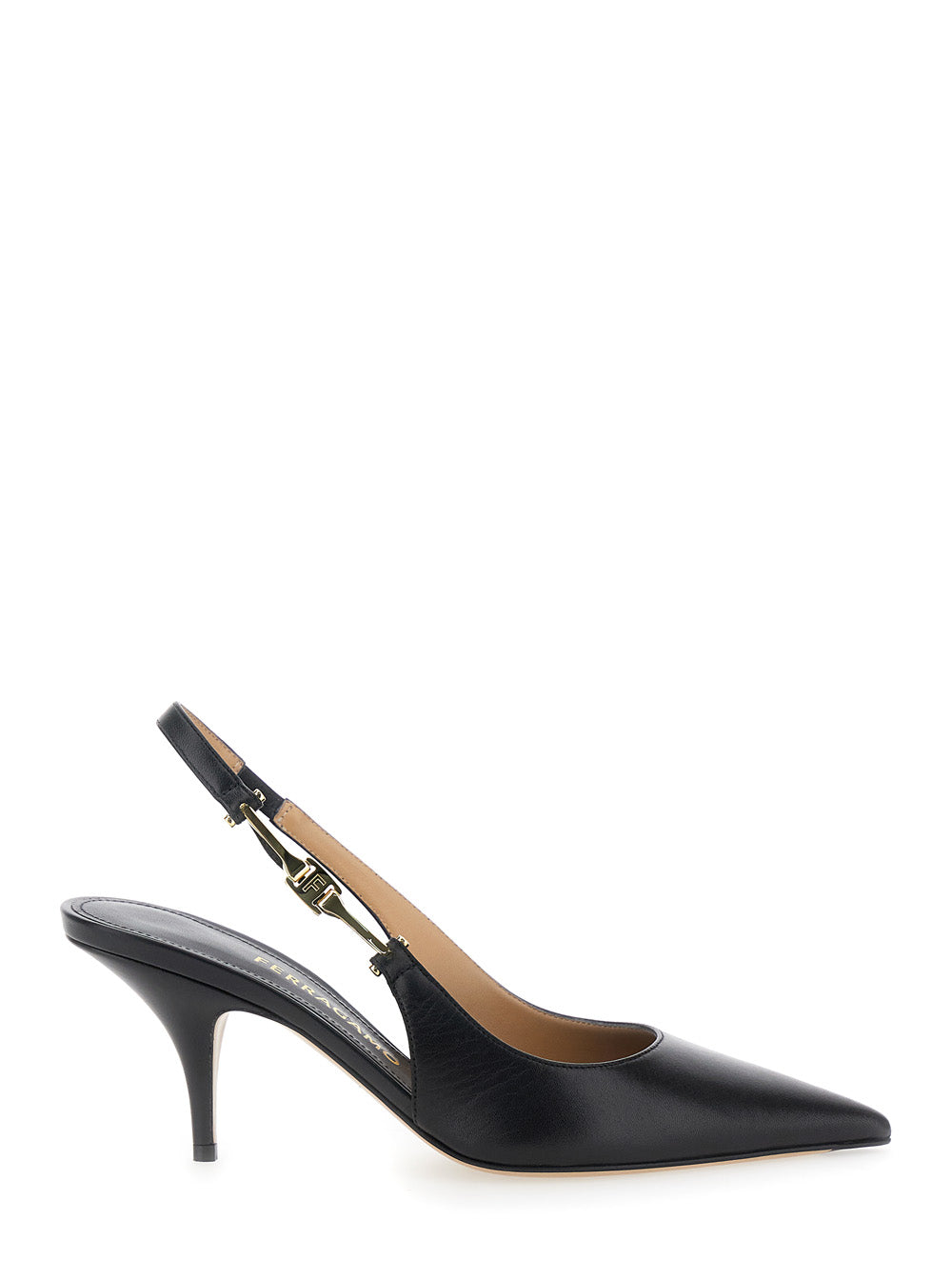Ferragamo Women 'Tally' Black Slingback Pumps With Medium Stiletto Heel In Leather Woman FERRAGAMO