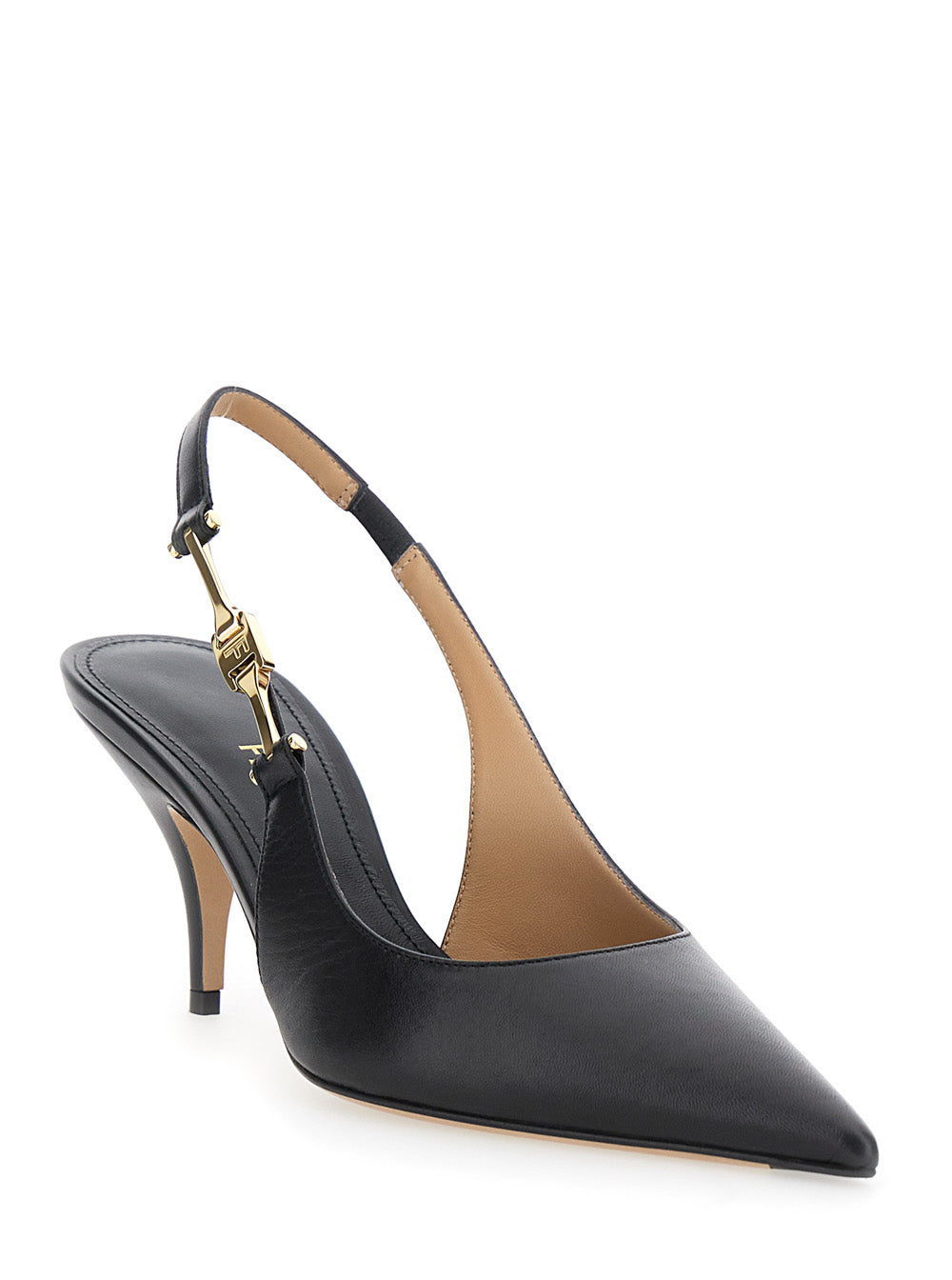 Ferragamo Women 'Tally' Black Slingback Pumps With Medium Stiletto Heel In Leather Woman FERRAGAMO