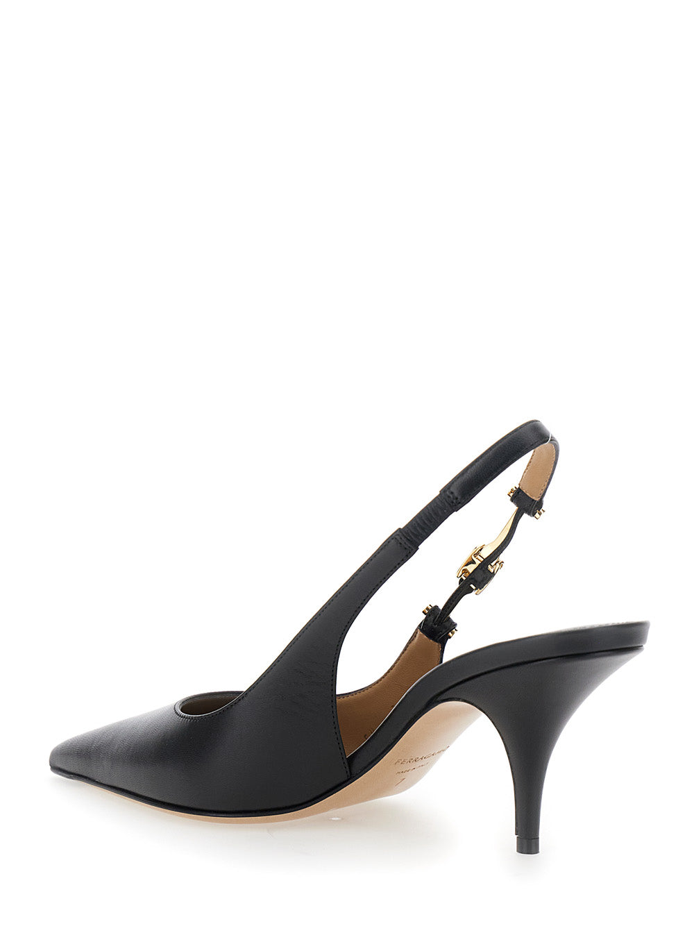 Ferragamo Women 'Tally' Black Slingback Pumps With Medium Stiletto Heel In Leather Woman FERRAGAMO