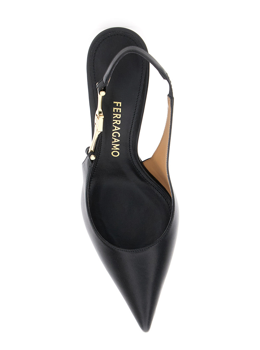 Ferragamo Women 'Tally' Black Slingback Pumps With Medium Stiletto Heel In Leather Woman FERRAGAMO
