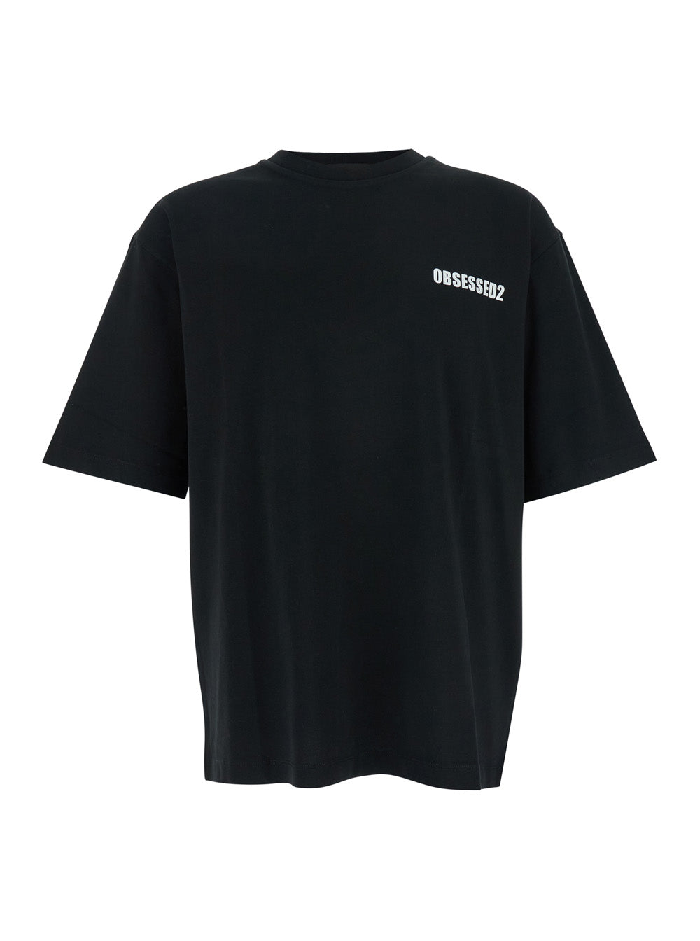 Dsquared2 Men Black T-Shirt With Logo On The Front In Cotton Man DSQUARED2