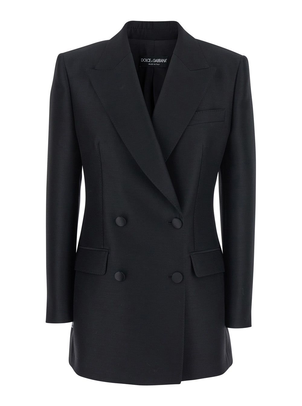 Dolce & Gabbana Women Black Double-Breasted Jacket With Peak Revers In Wool And Silk Woman DOLCE & GABBANA