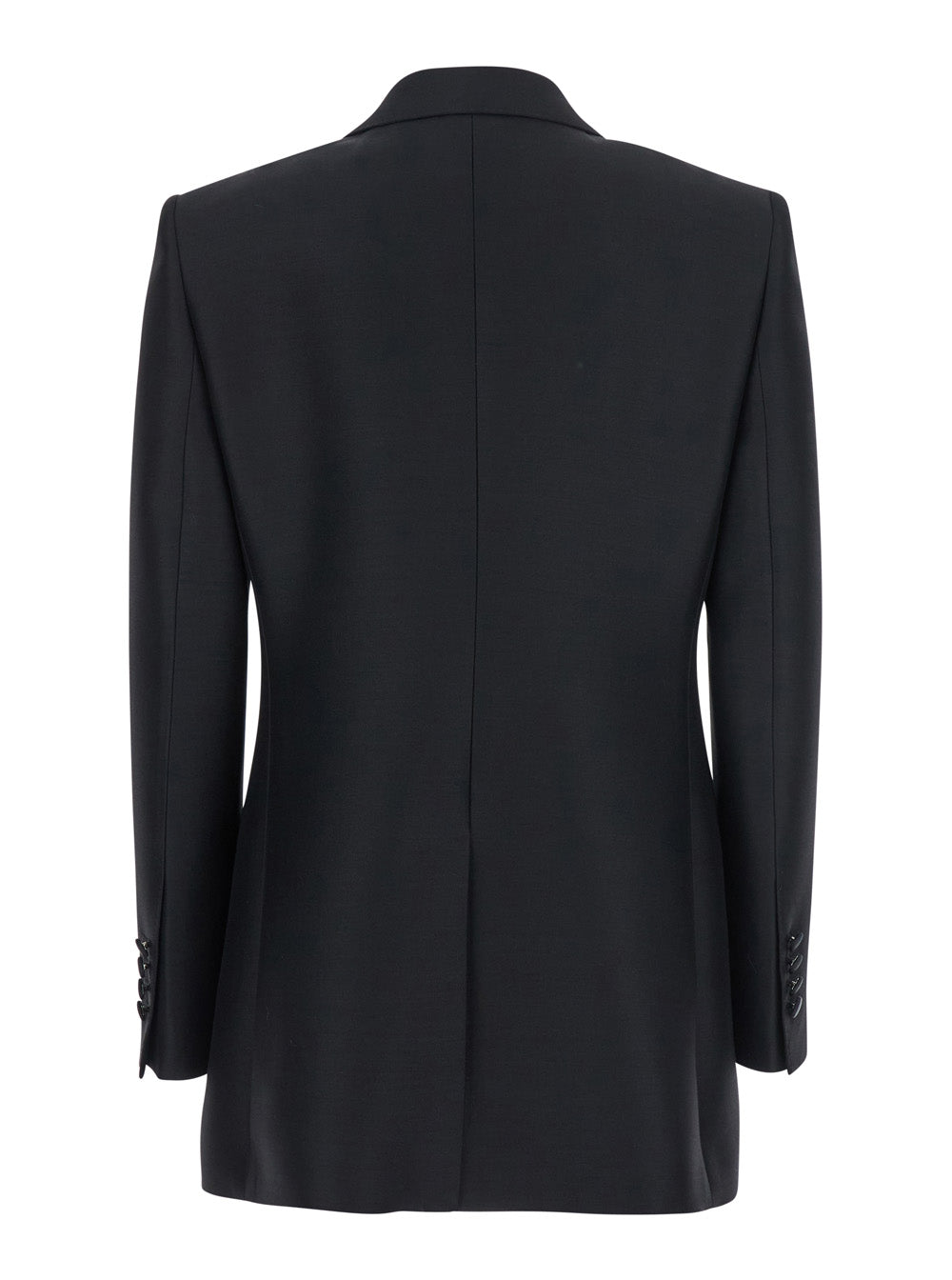 Dolce & Gabbana Women Black Double-Breasted Jacket With Peak Revers In Wool And Silk Woman DOLCE & GABBANA