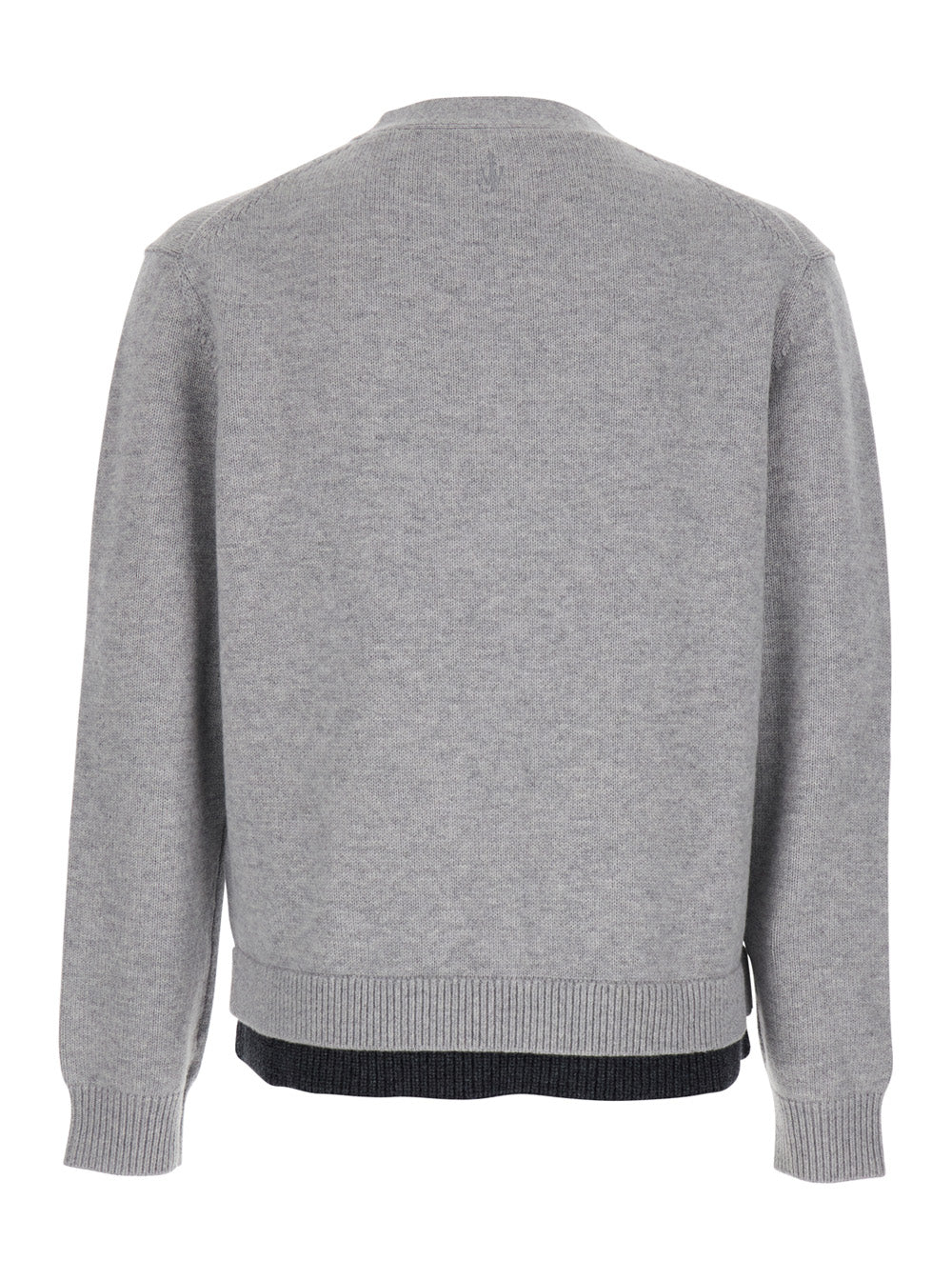 Jw Anderson Men Grey Cardigan With V-Neck And Layered Design In Fabric Man J.W. ANDERSON