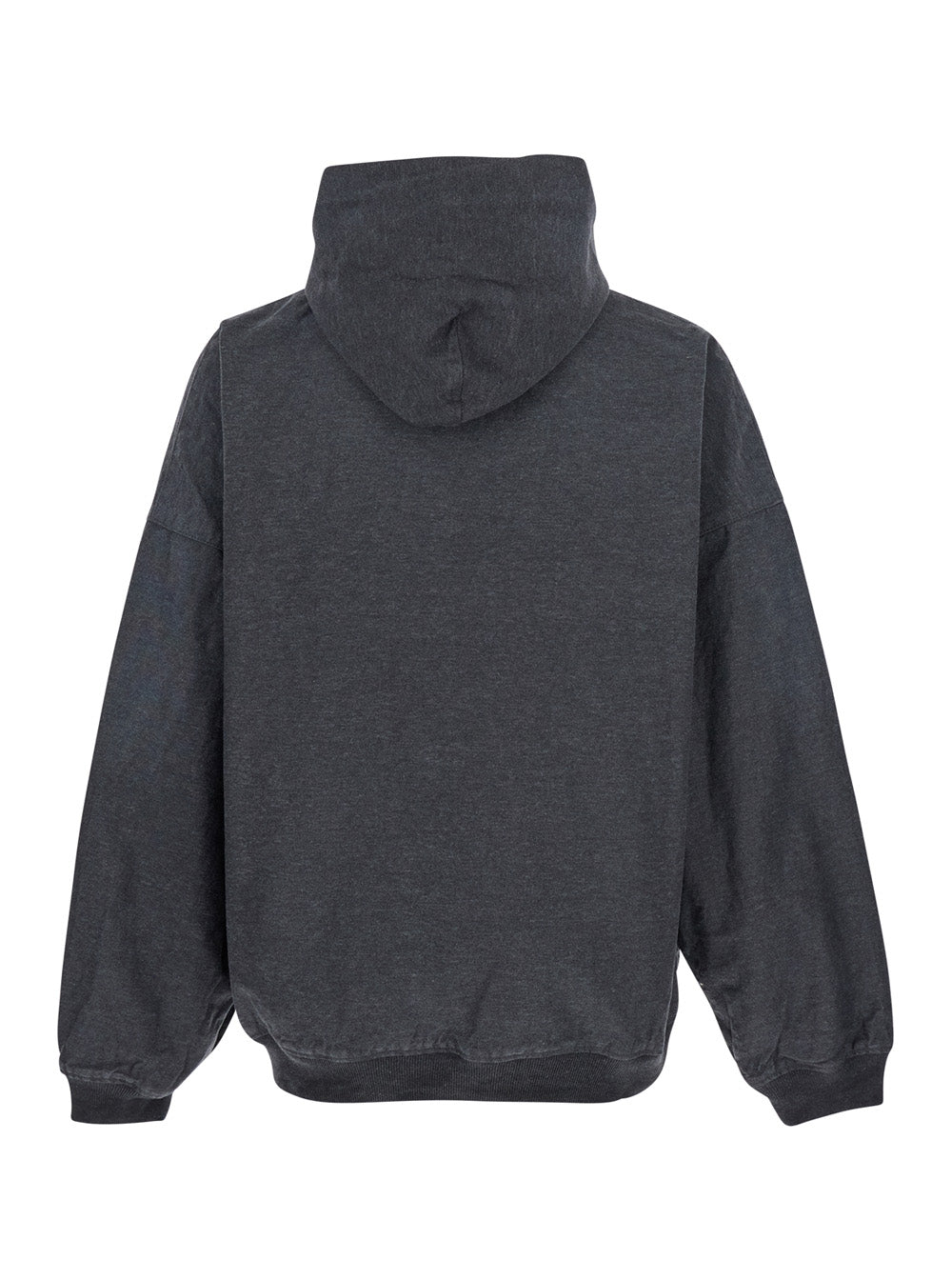 Balenciaga Men Grey Sweatshirt With Fixed Hood And Logo Detail On The Front In Cotton Man BALENCIAGA