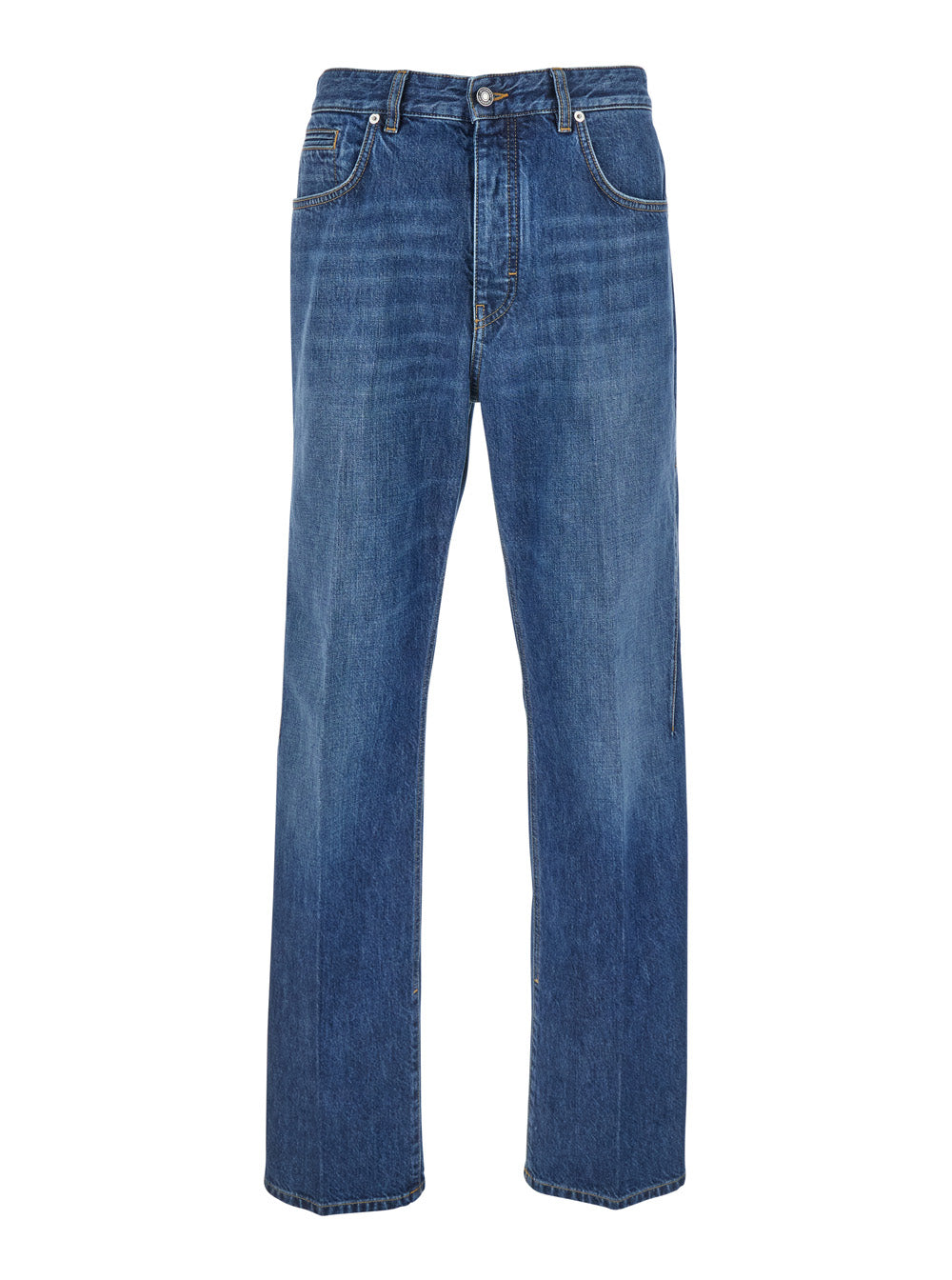 Givenchy Men Blue Five-Pocket Jeans With Logo Patch On The Back In Denim Man GIVENCHY