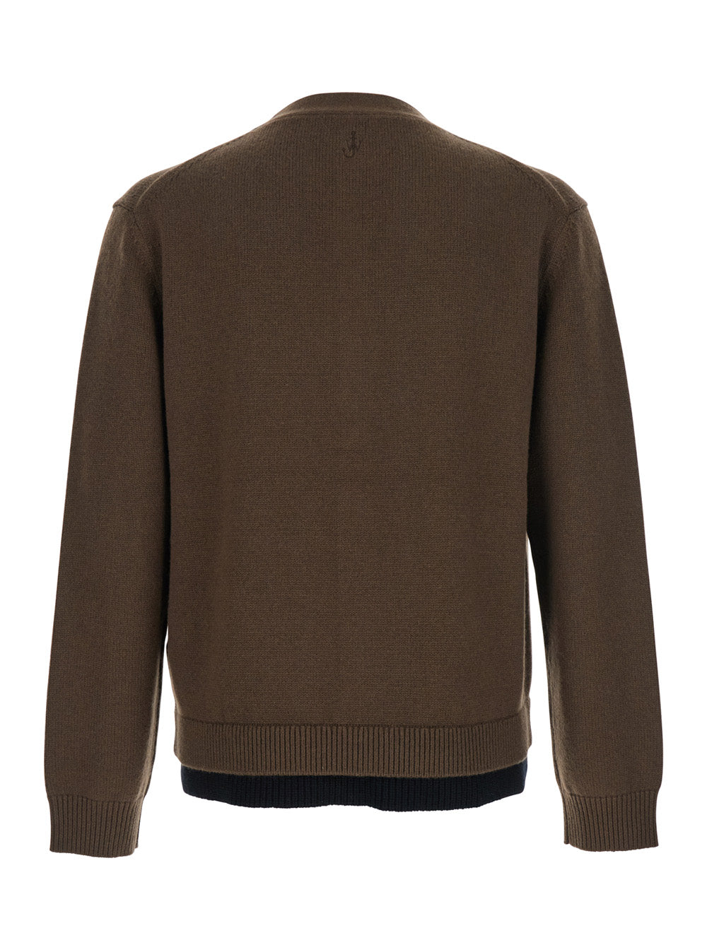 Jw Anderson Men Brown Cardigan With V-Neck And Layered Design In Fabric Man J.W. ANDERSON