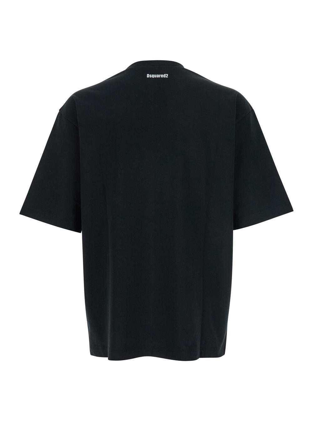 Dsquared2 Men Black T-Shirt With Logo On The Front In Cotton Man DSQUARED2