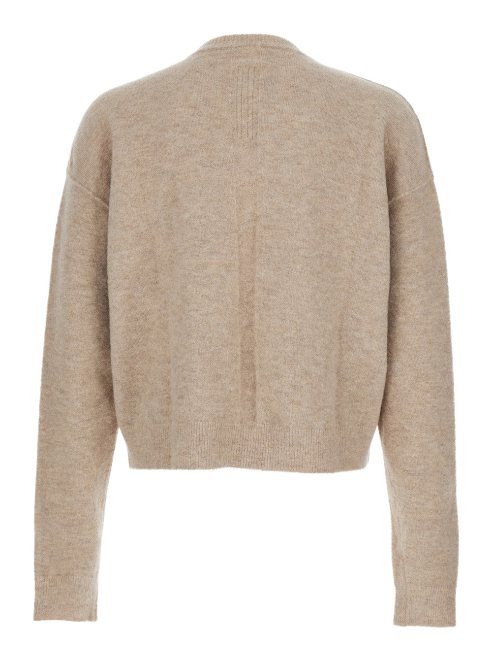 Rick Owens Men Beige Sweater With V Neck And Dropped Shoulders In Wool Blend Man