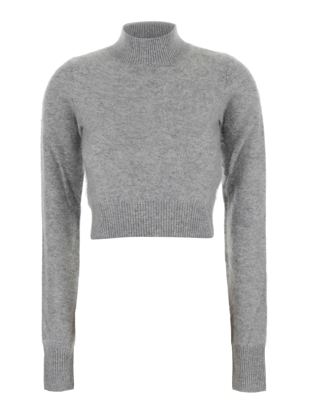 Sportmax Women 'Gubbio' Grey Cropped Sweater With High Neck In Cashmere Woman SPORTMAX