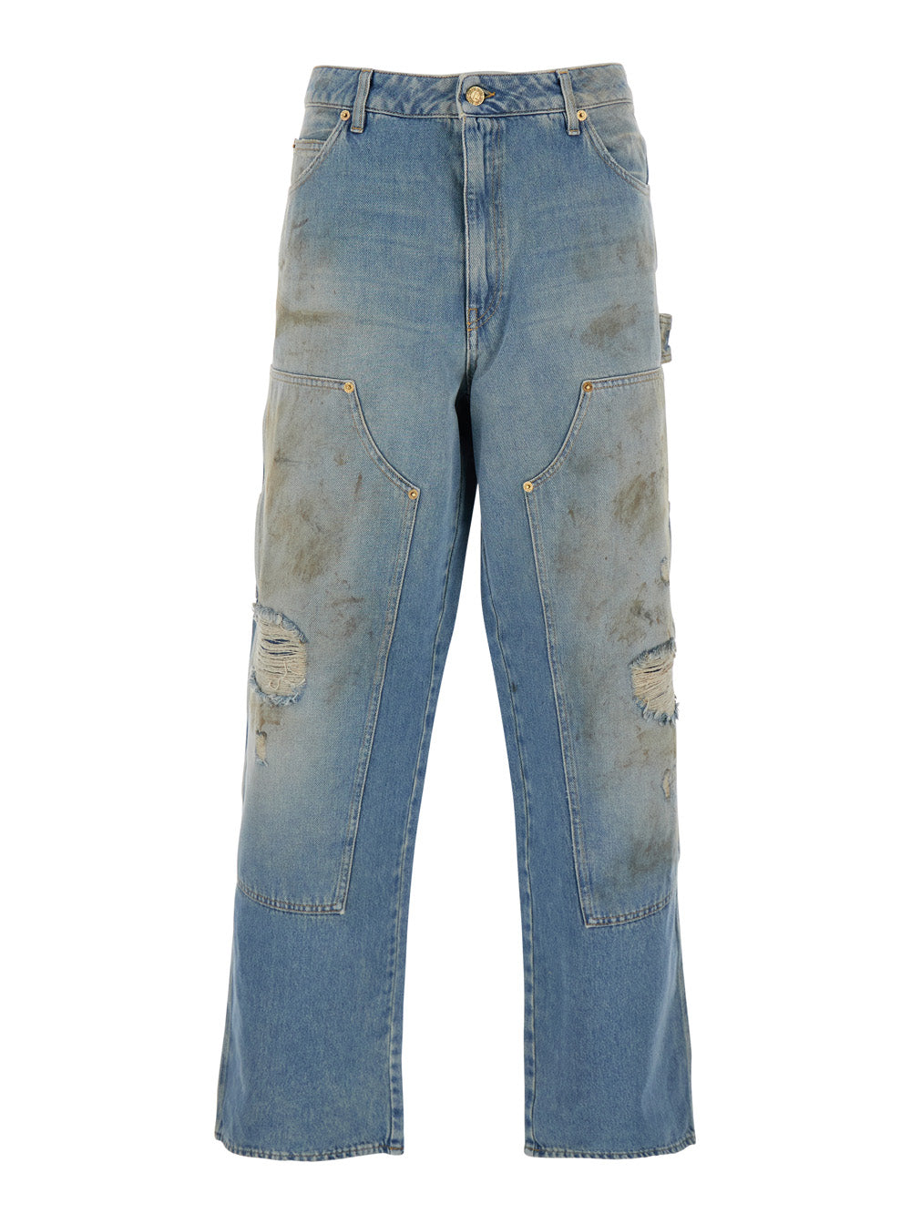 Golden Goose Men Light Blue Jeans With Ripped Details And Distressed Effect In Denim Man GOLDEN GOOSE