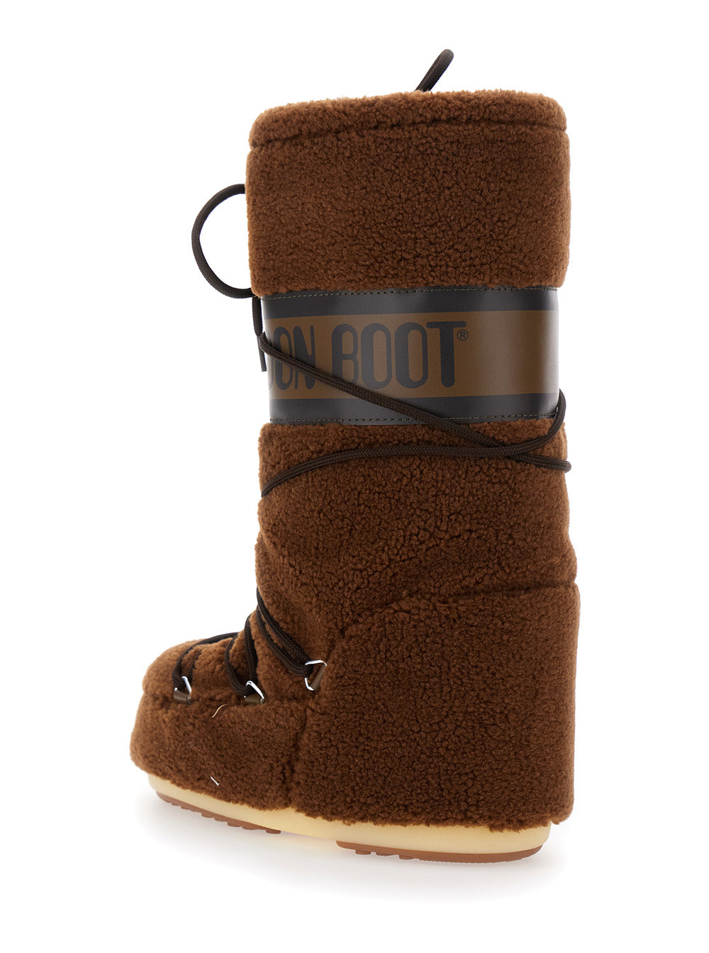 Moon Boot Women 'Icon' Brown Snow Boots With Maxi Logo Print On The Side In Fleece Woman MOON BOOT