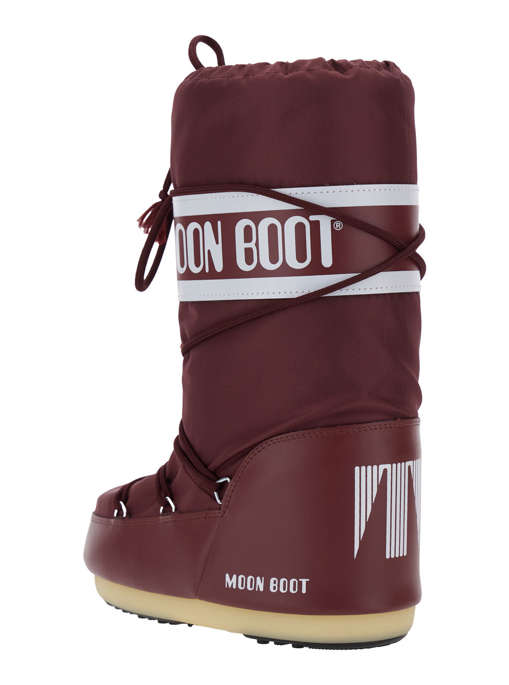Moon Boot Women 'Icon' Bordeaux Snow Boots With Maxi Logo Print On The Side In Tech Fabric Woman