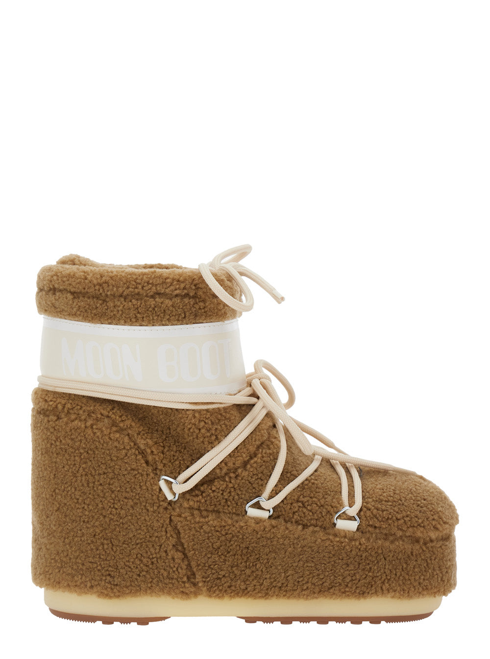Moon Boot Women 'Icon' Brown Snow Ankle Boots With Maxi Logo Print On The Side In Fleece Woman MOON BOOT