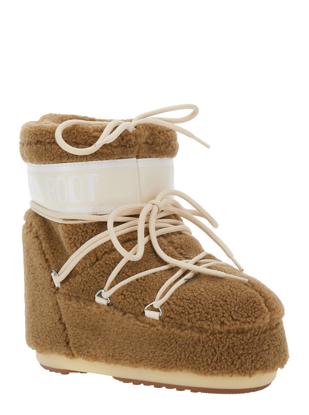 Moon Boot Women 'Icon' Brown Snow Ankle Boots With Maxi Logo Print On The Side In Fleece Woman MOON BOOT