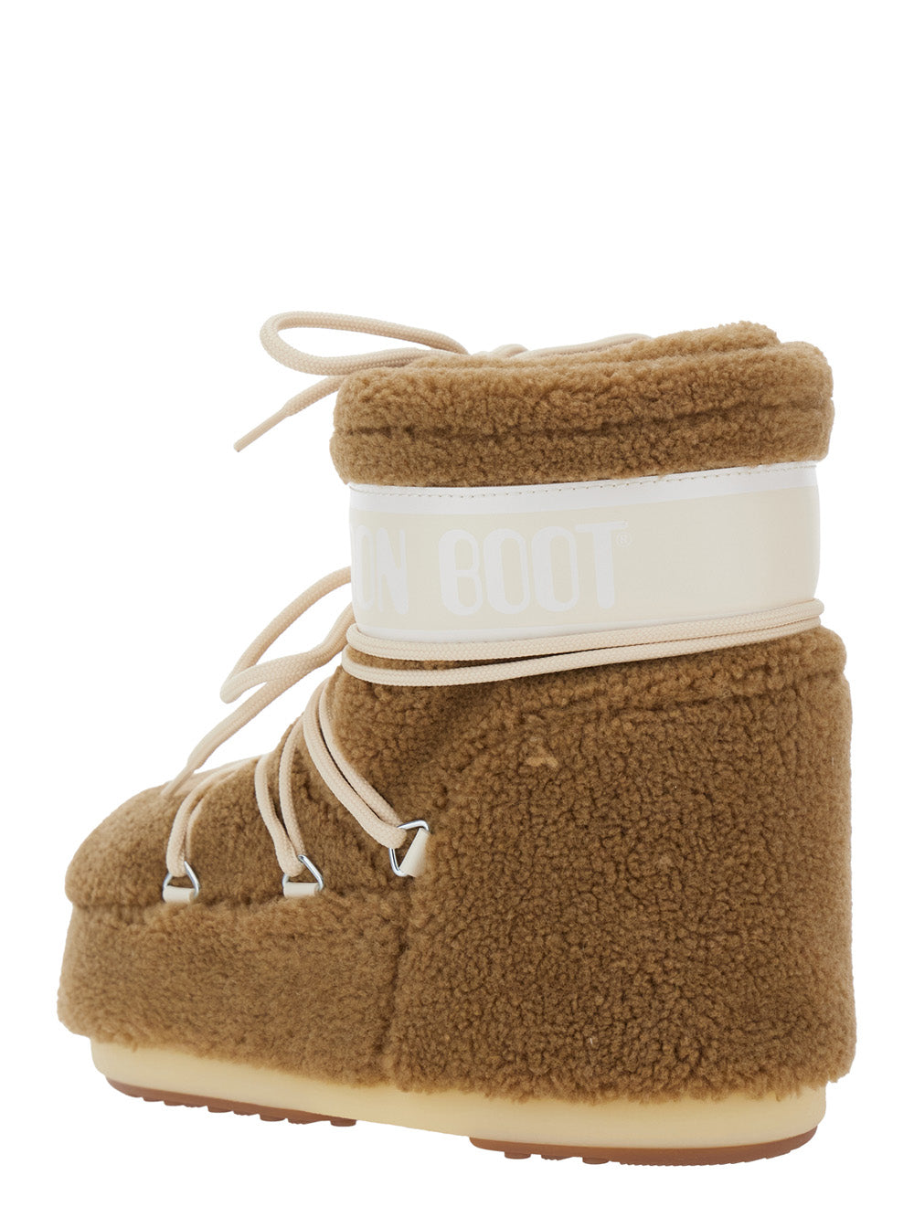 Moon Boot Women 'Icon' Brown Snow Ankle Boots With Maxi Logo Print On The Side In Fleece Woman MOON BOOT