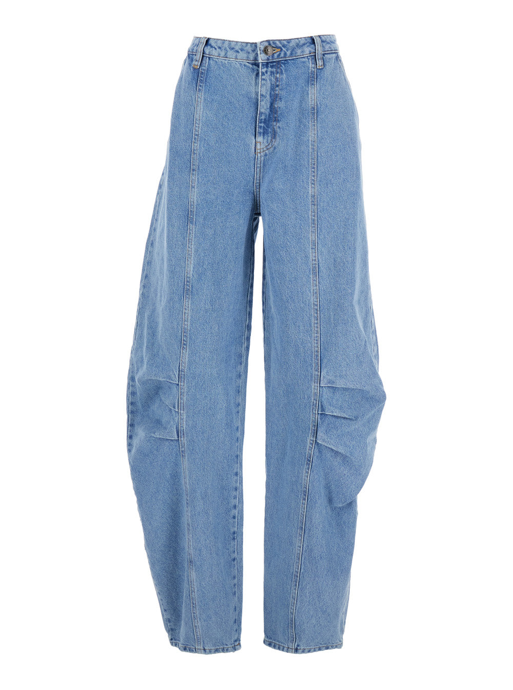Rotate Women Light Blue Jeans With Central Stitching And Logo Patch On The Back In Denim Woman ROTATE