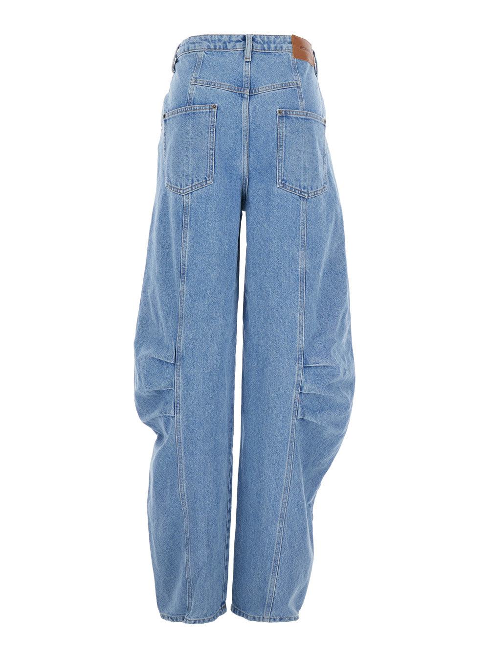 Rotate Women Light Blue Jeans With Central Stitching And Logo Patch On The Back In Denim Woman ROTATE