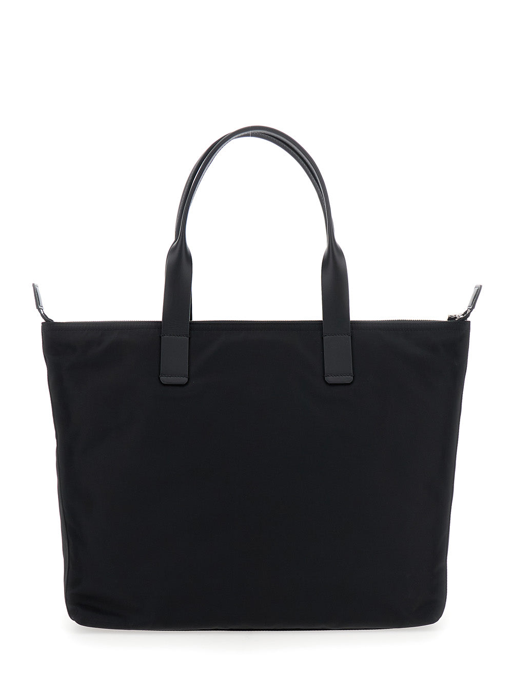 Dolce & Gabbana Men Black Tote Bag With Two Top Handles And Logo Plaque On The Front In Tech Fabric Man DOLCE & GABBANA