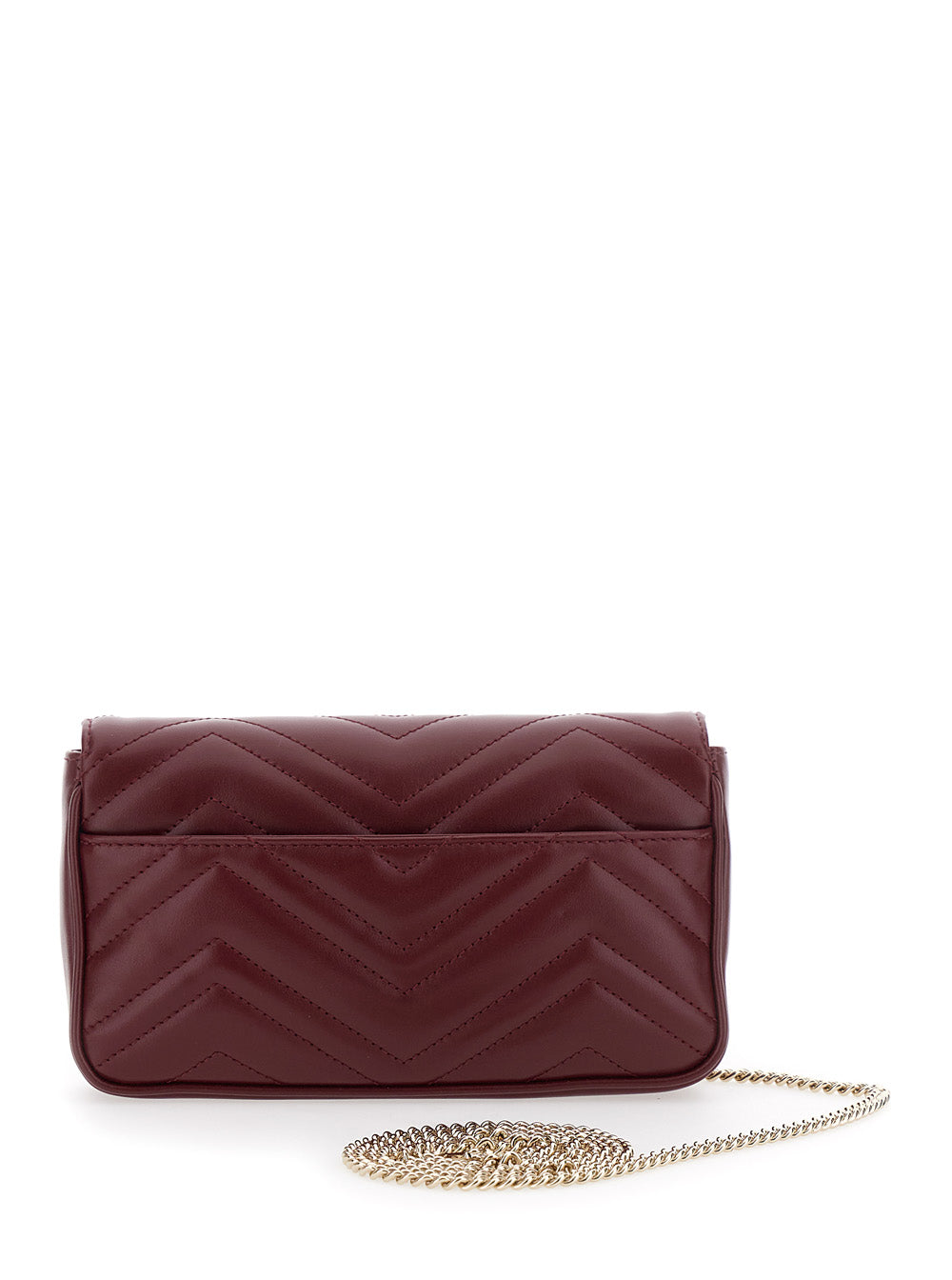 Gucci Women 'Gg Marmont 2.0' Bordeaux Mini Crossbody Bag With Double G In Chevron Leather Woman GUCCI