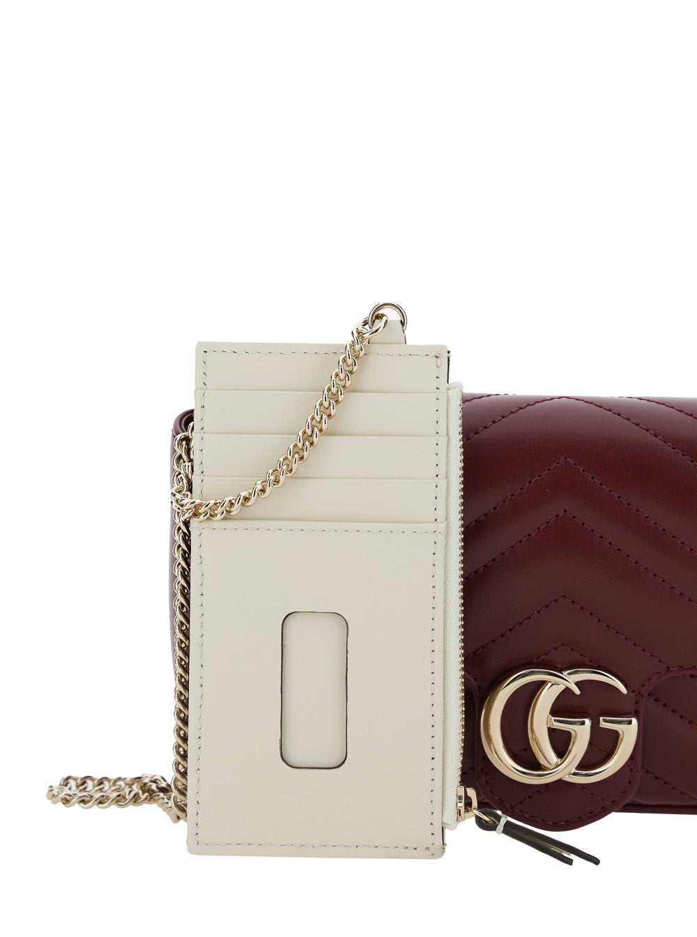 Gucci Women 'Gg Marmont 2.0' Bordeaux Mini Crossbody Bag With Double G In Chevron Leather Woman GUCCI